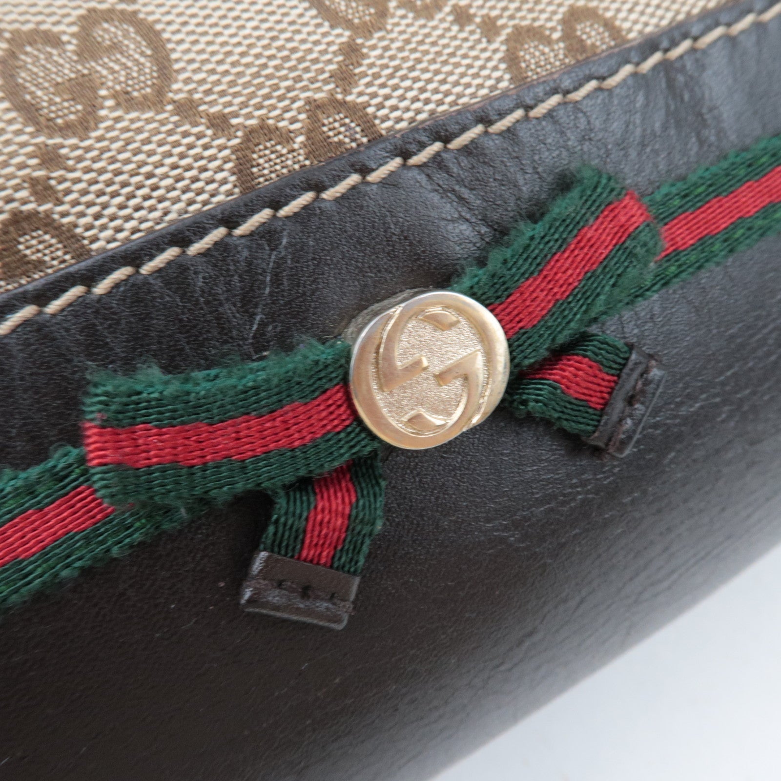 GUCCI Sherry 2Way Shoulder Bag GG Canvas Leather Beige 269894 *Strap