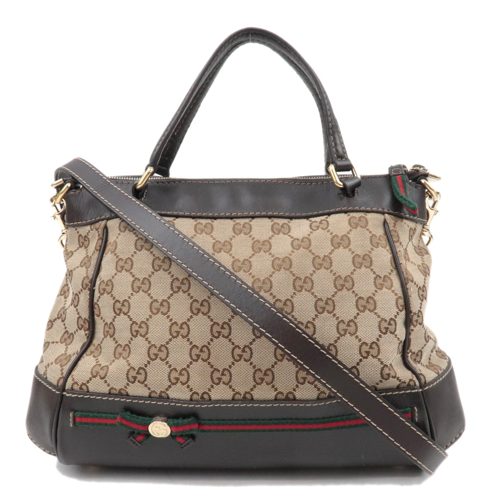 GUCCI Sherry 2Way Shoulder Bag GG Canvas Leather Beige 269894 *Strap84659