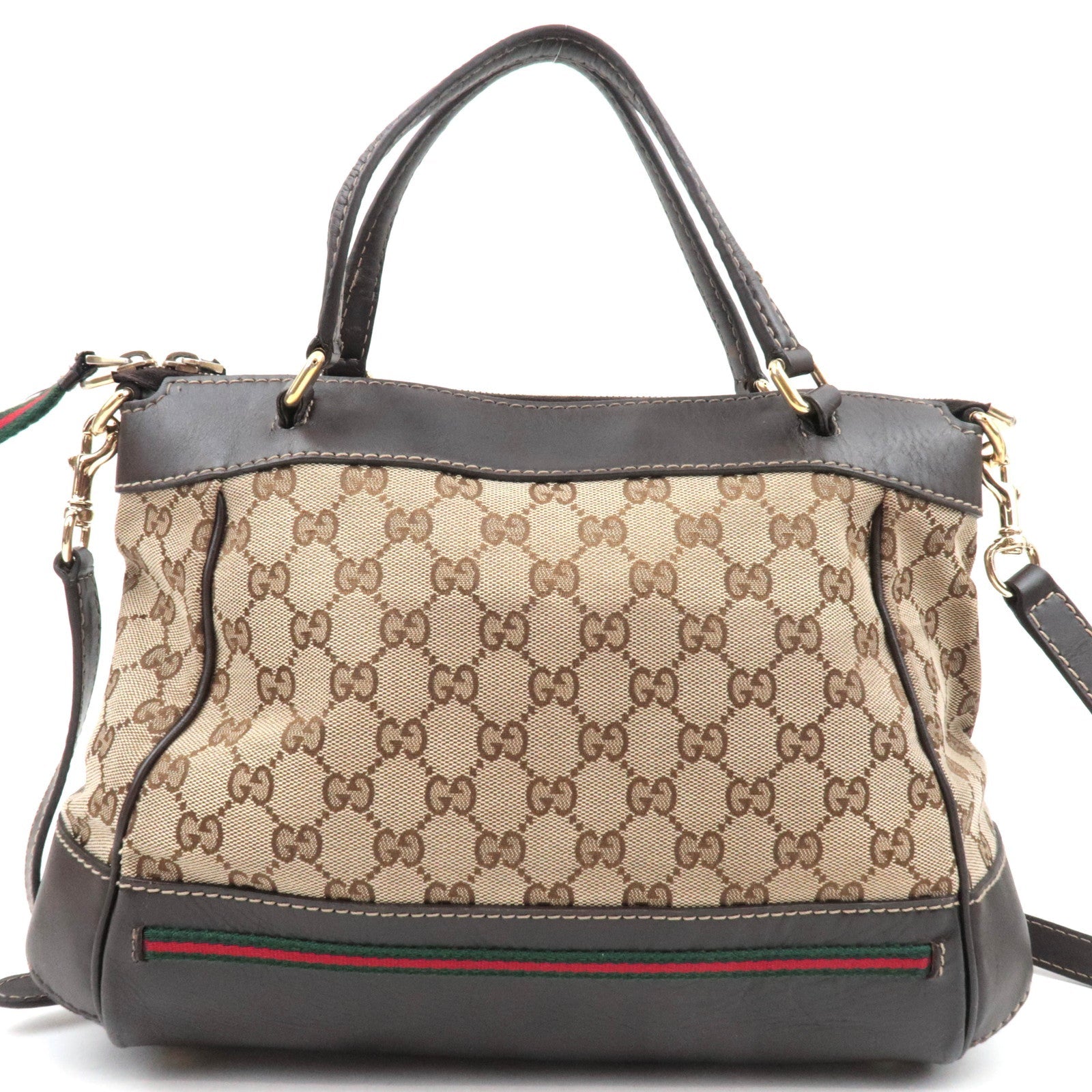 GUCCI Sherry 2Way Shoulder Bag GG Canvas Leather Beige 269894 *Strap