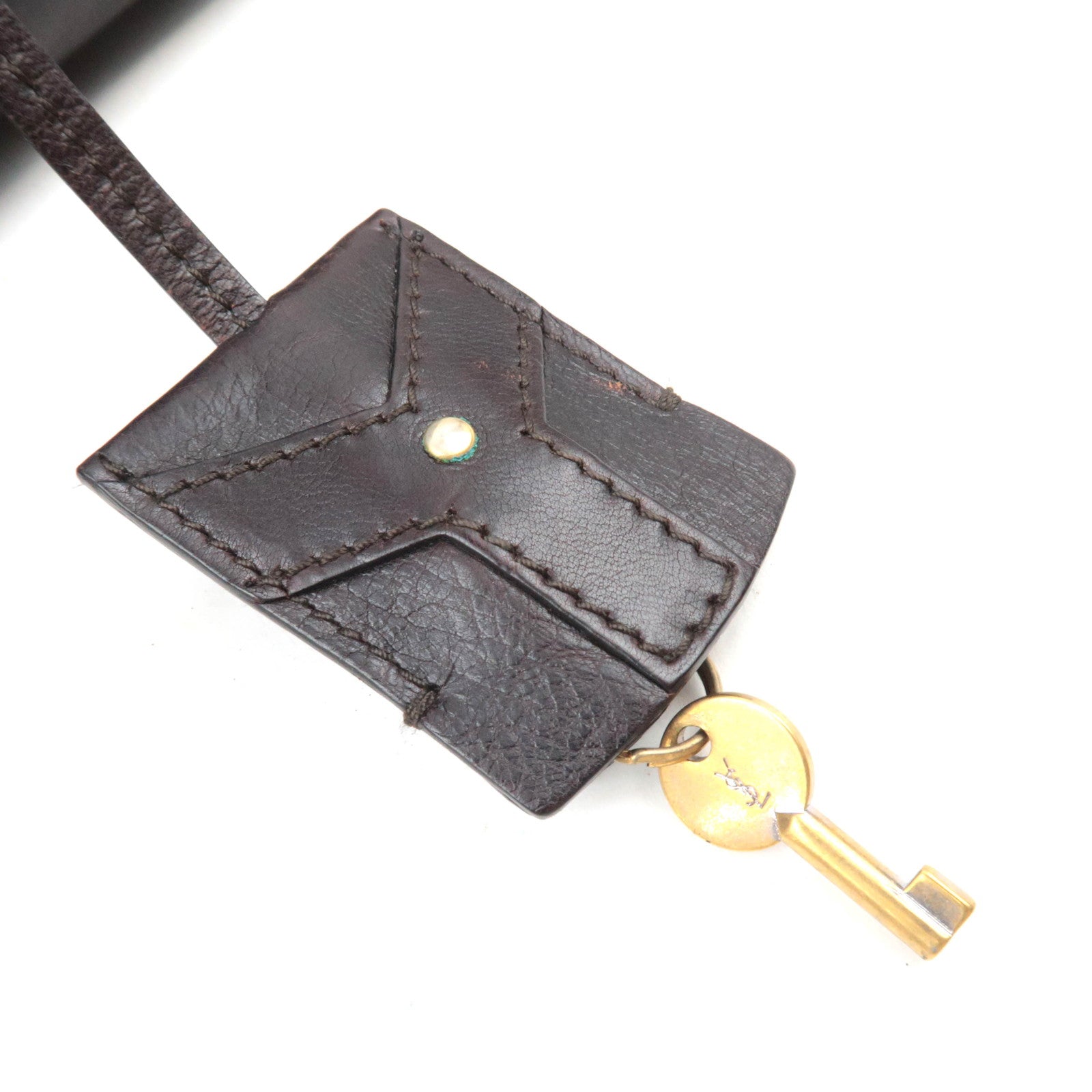 SAINT LAURENT YSL Muse Leather Shoulder Bag Brown *Key Lock, Clochette