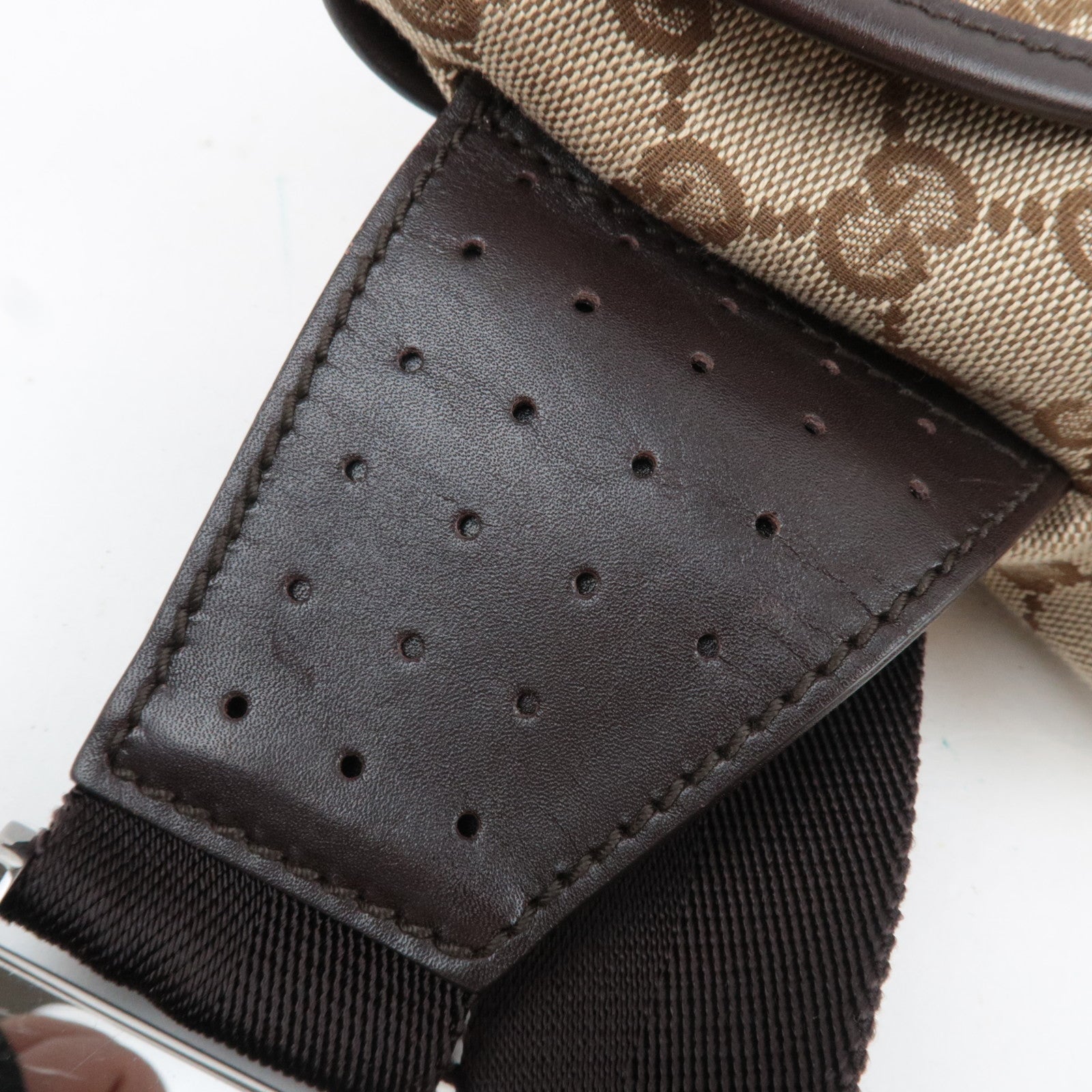 GUCCI GG Canvas Leather Body Bag Waist Pouch Beige Brown 145851 *Dust bag