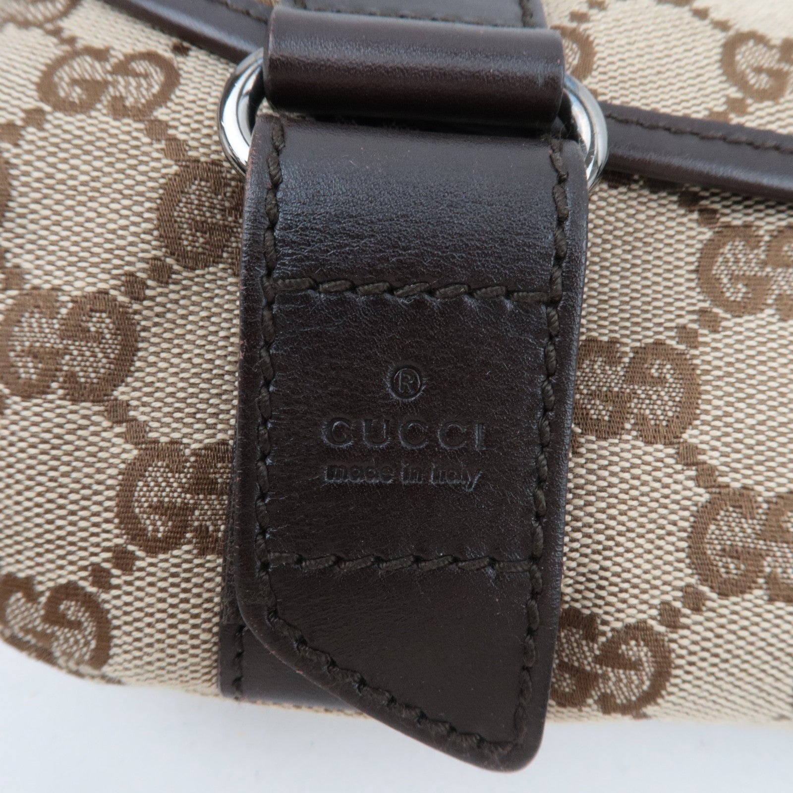 GUCCI GG Canvas Leather Body Bag Waist Pouch Beige Brown 145851 *Dust bag