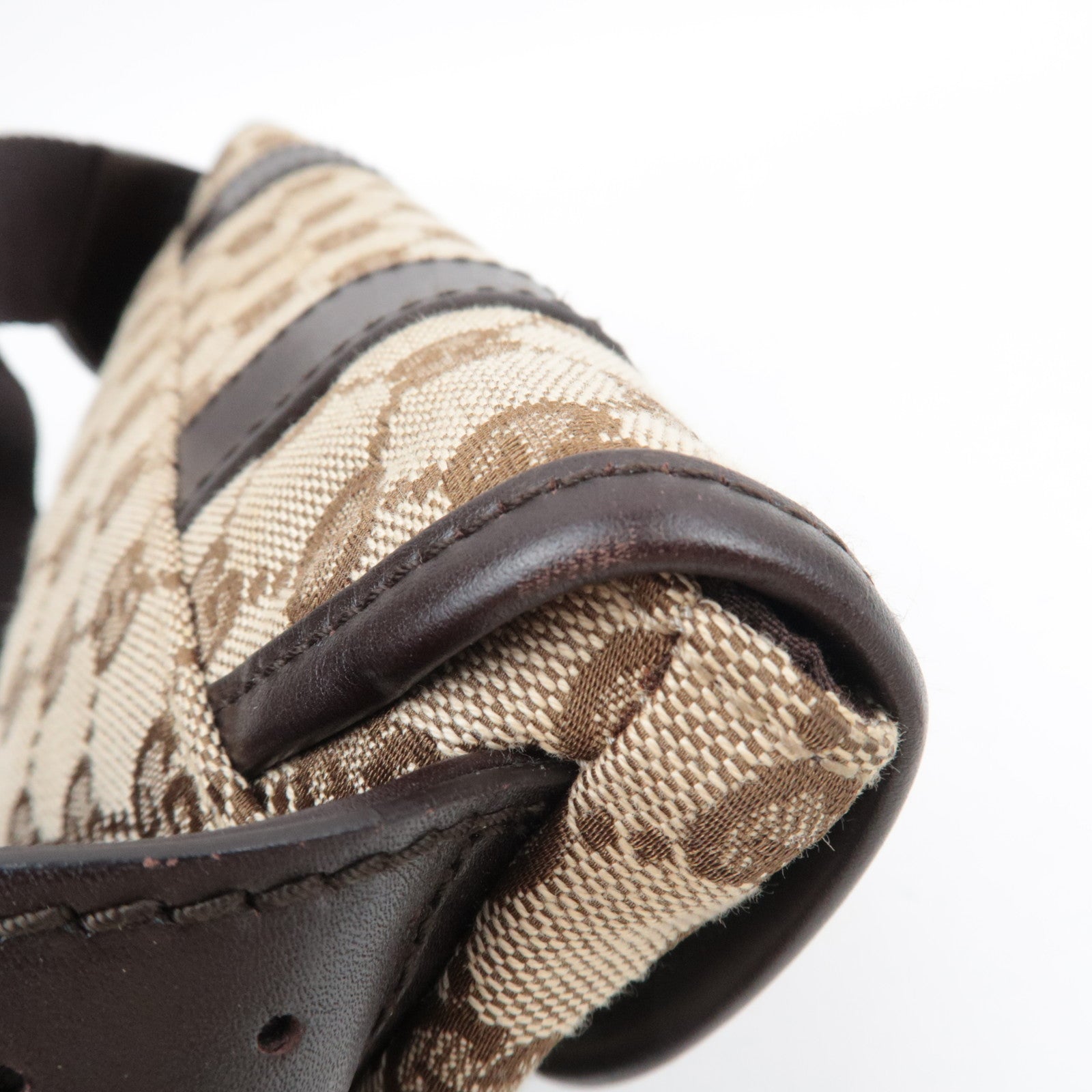 GUCCI GG Canvas Leather Body Bag Waist Pouch Beige Brown 145851 *Dust bag