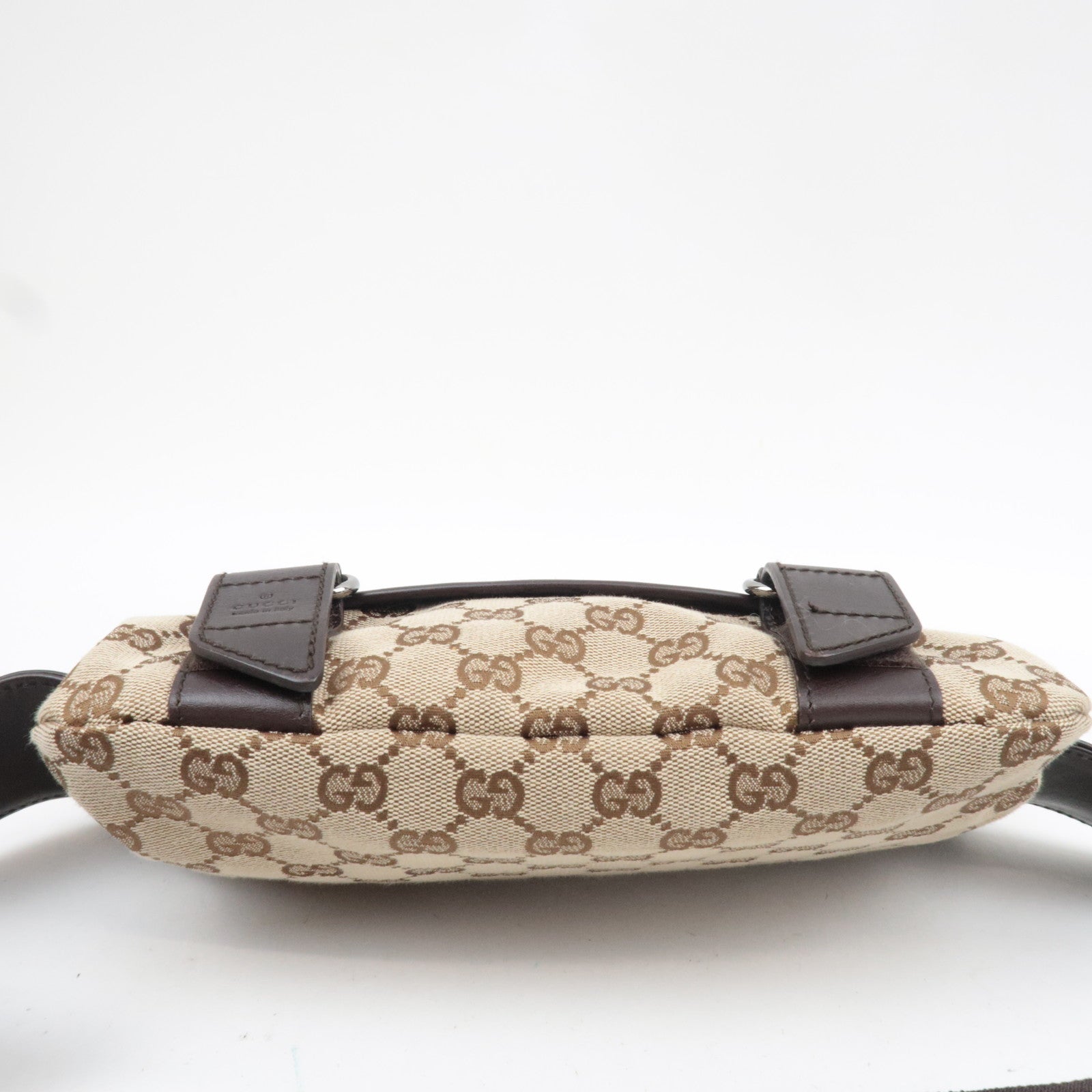 GUCCI GG Canvas Leather Body Bag Waist Pouch Beige Brown 145851 *Dust bag