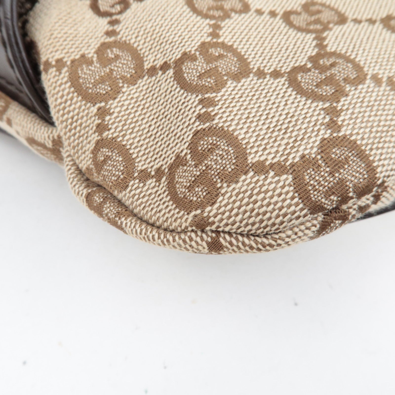 GUCCI GG Canvas Leather Body Bag Waist Pouch Beige Brown 145851 *Dust bag