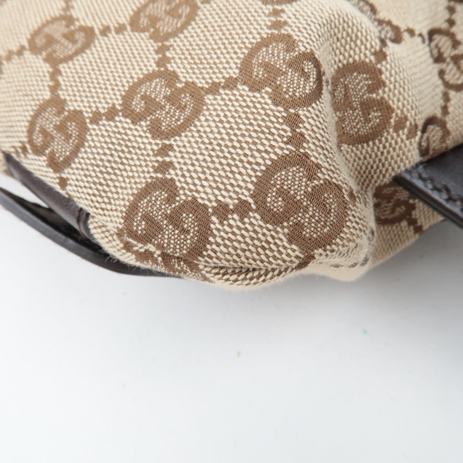 GUCCI GG Canvas Leather Body Bag Waist Pouch Beige Brown 145851 *Dust bag