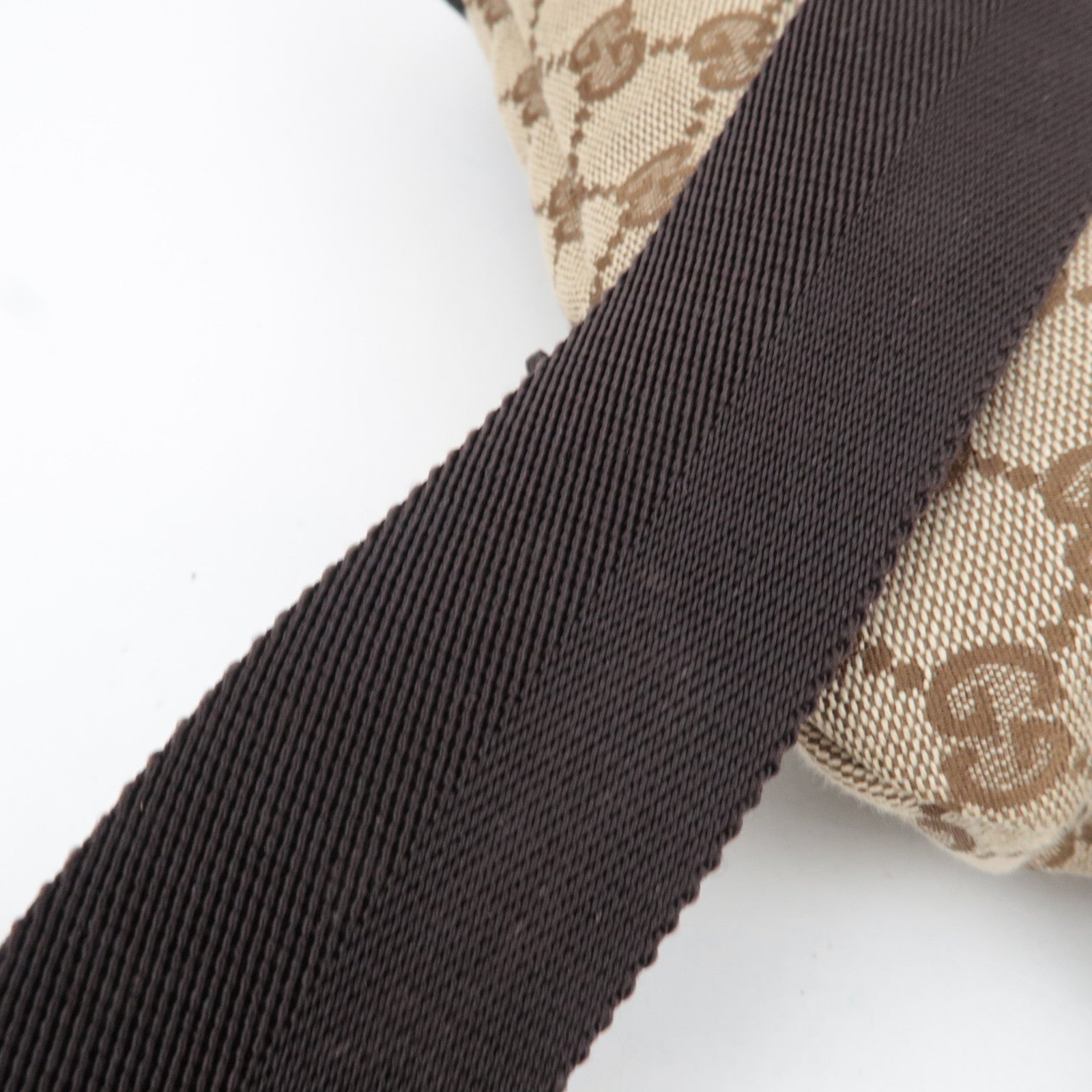 GUCCI GG Canvas Leather Body Bag Waist Pouch Beige Brown 145851 *Dust bag