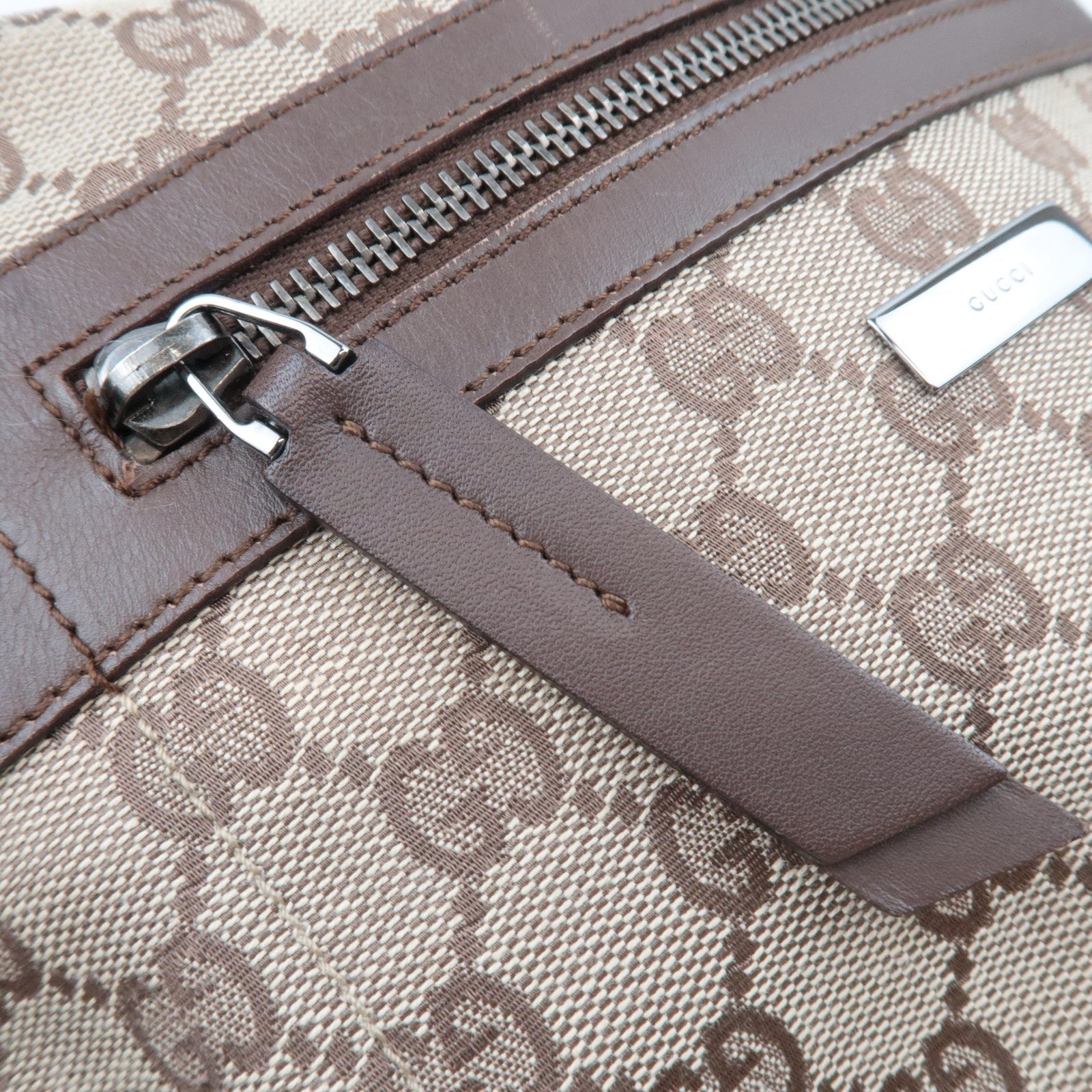 GUCCI GG Canvas Leather Shoulder Bag Beige Brown 001.4299