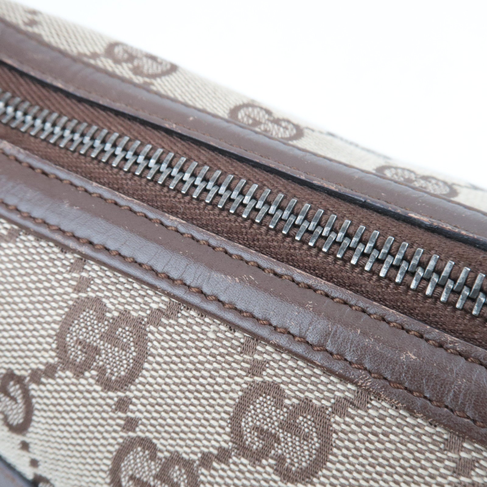 GUCCI GG Canvas Leather Shoulder Bag Beige Brown 001.4299