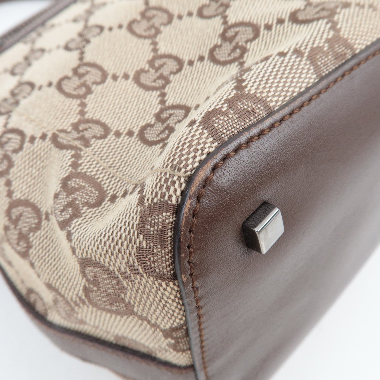 GUCCI GG Canvas Leather Shoulder Bag Beige Brown 001.4299