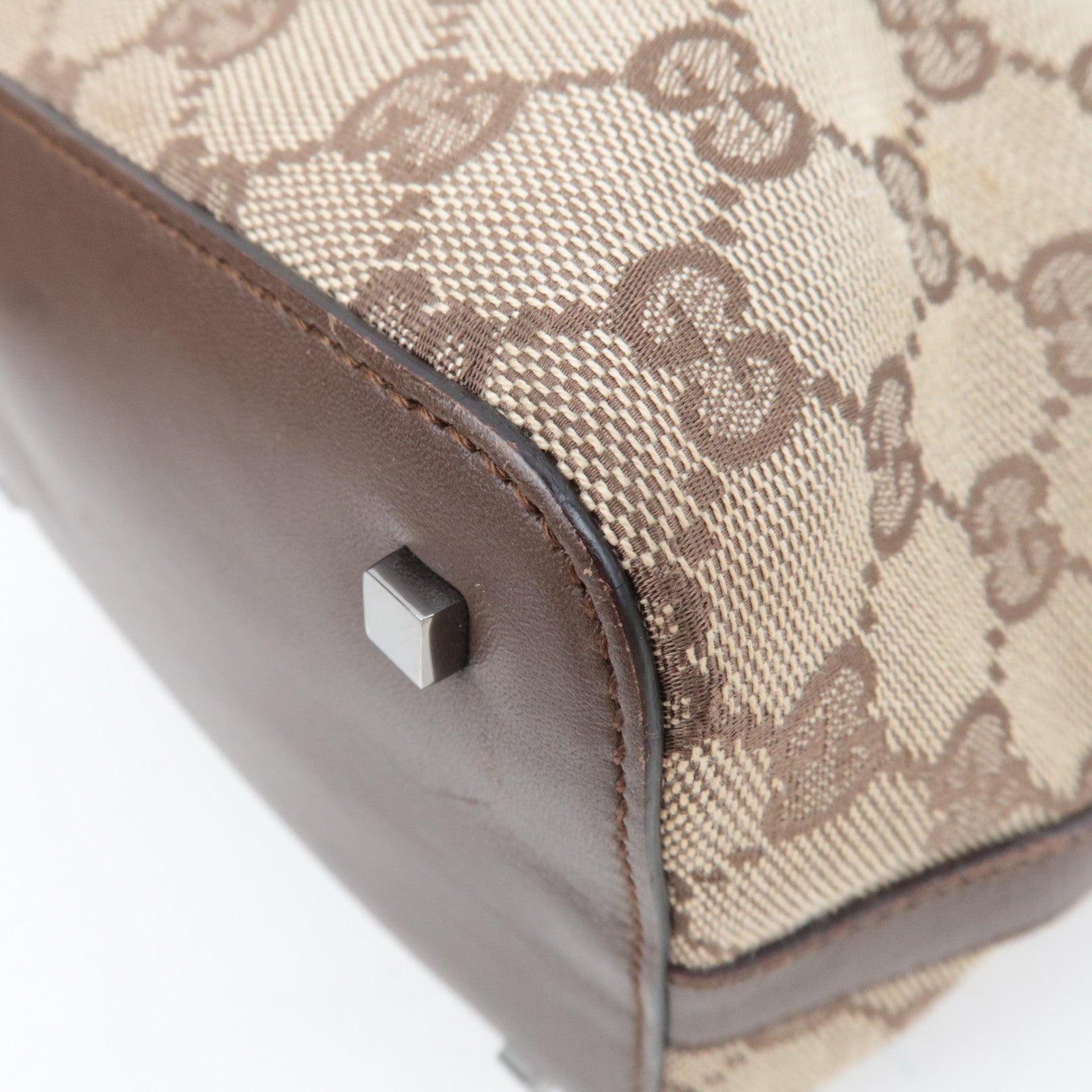 GUCCI GG Canvas Leather Shoulder Bag Beige Brown 001.4299