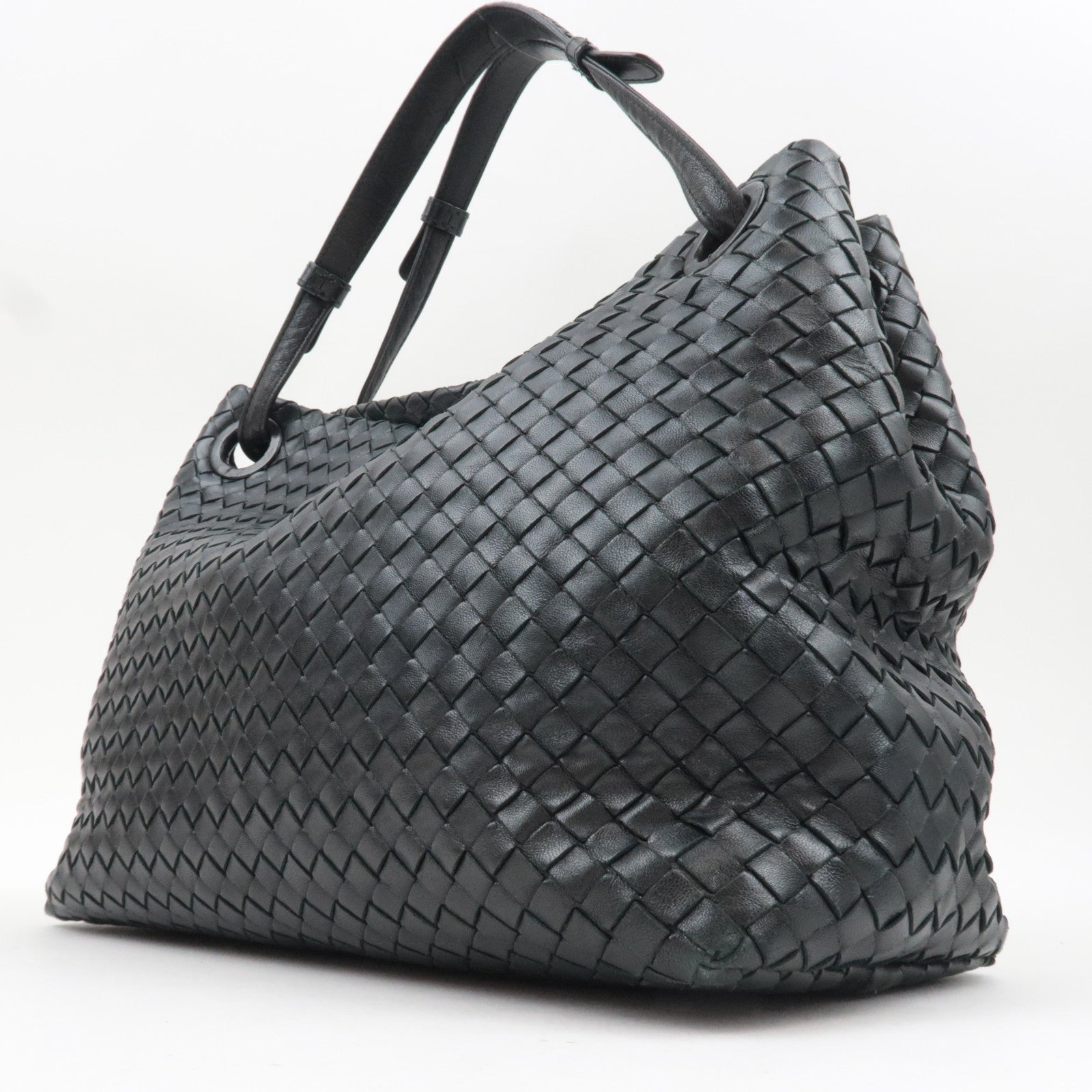 BOTTEGA VENETA Intrecciato Medium Garda Shoulder Bag Leather Black 179320 *Dust bag, Mirror