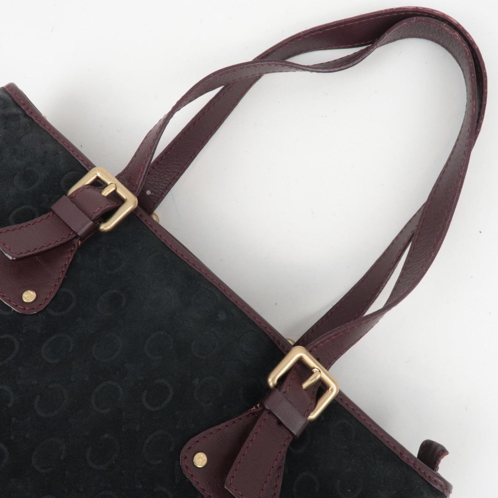 CELINE C Macadam Shoulder Bag Suede Leather Black Brown