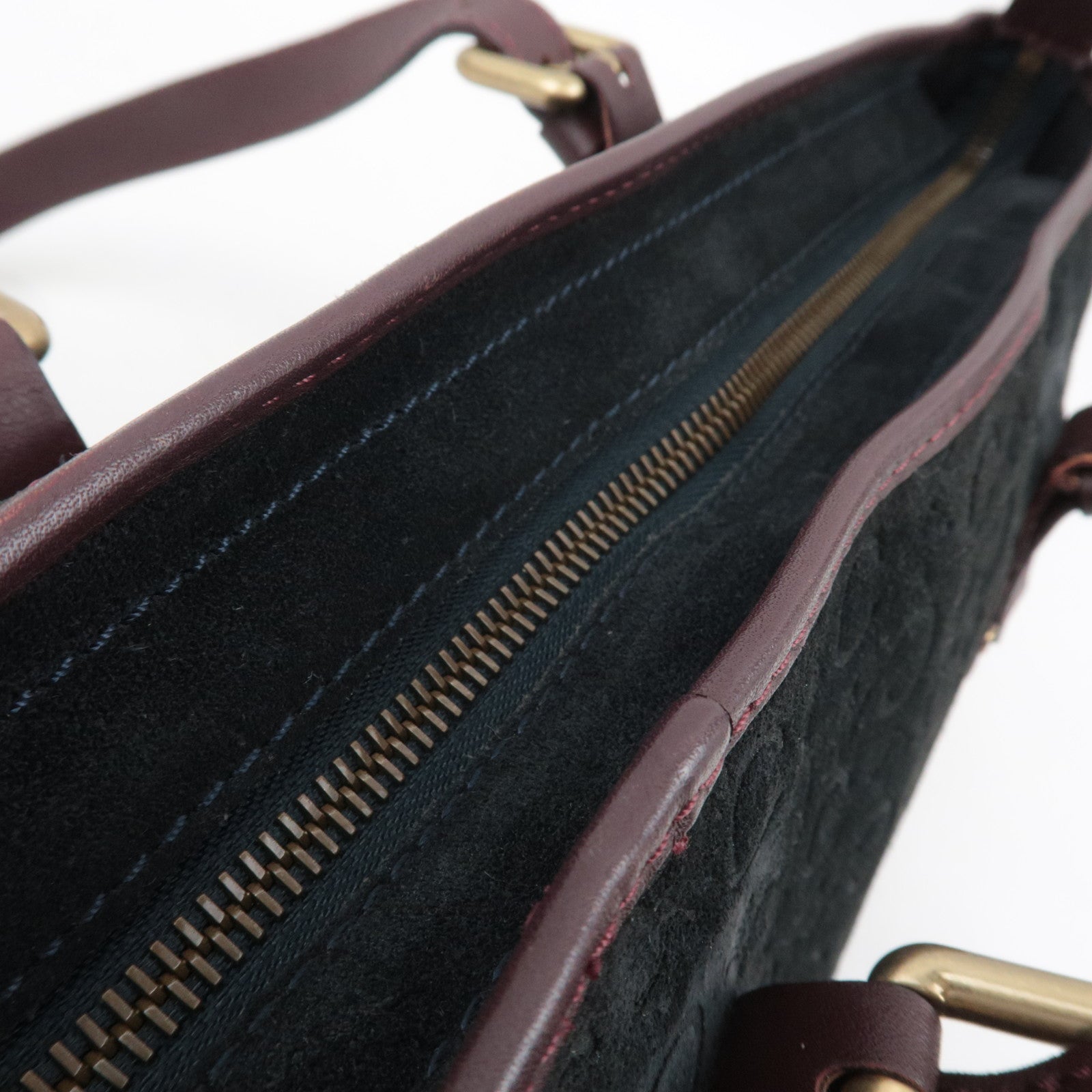 CELINE C Macadam Shoulder Bag Suede Leather Black Brown