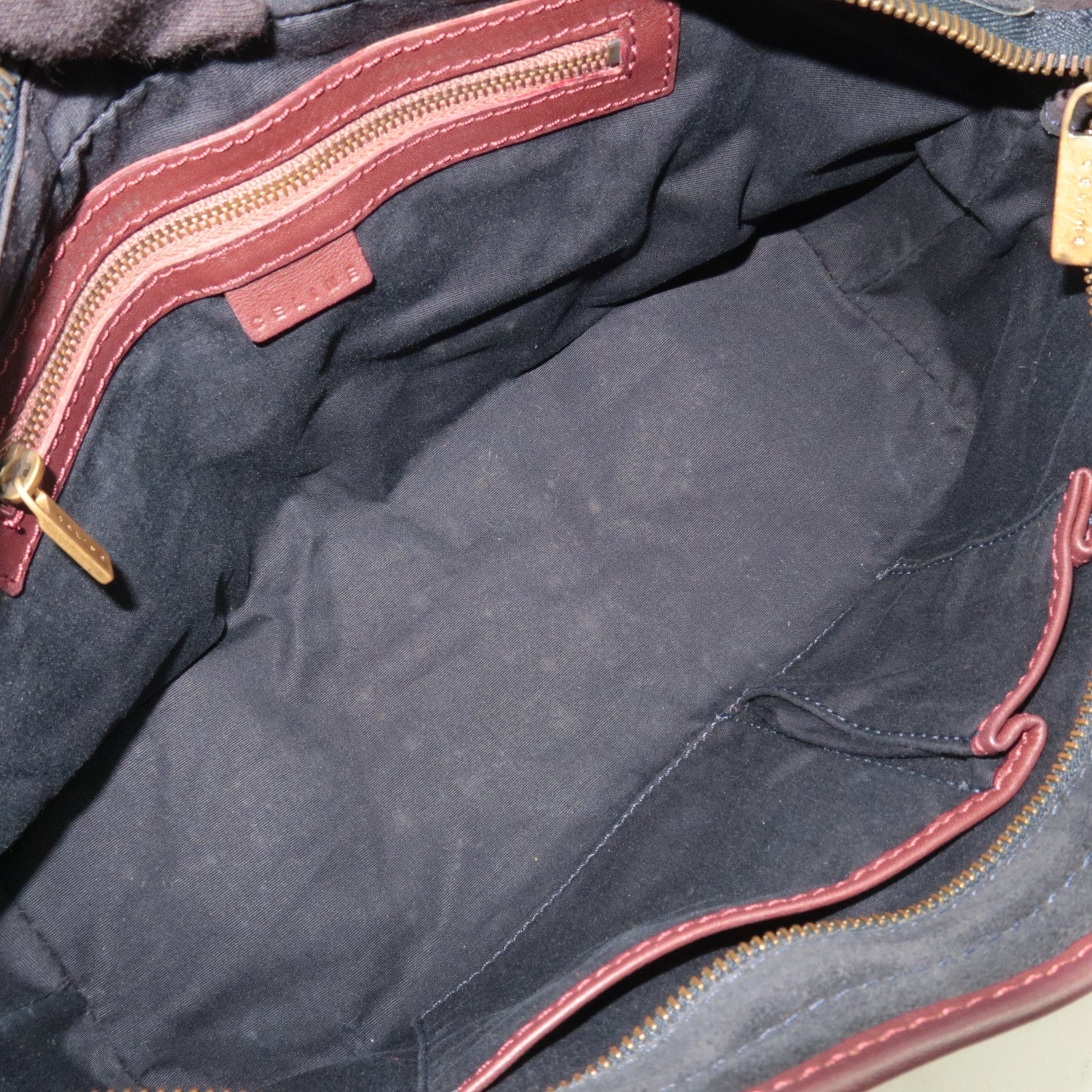 CELINE C Macadam Shoulder Bag Suede Leather Black Brown