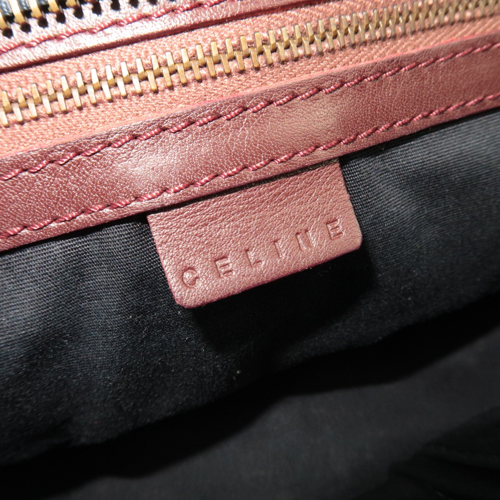 CELINE C Macadam Shoulder Bag Suede Leather Black Brown