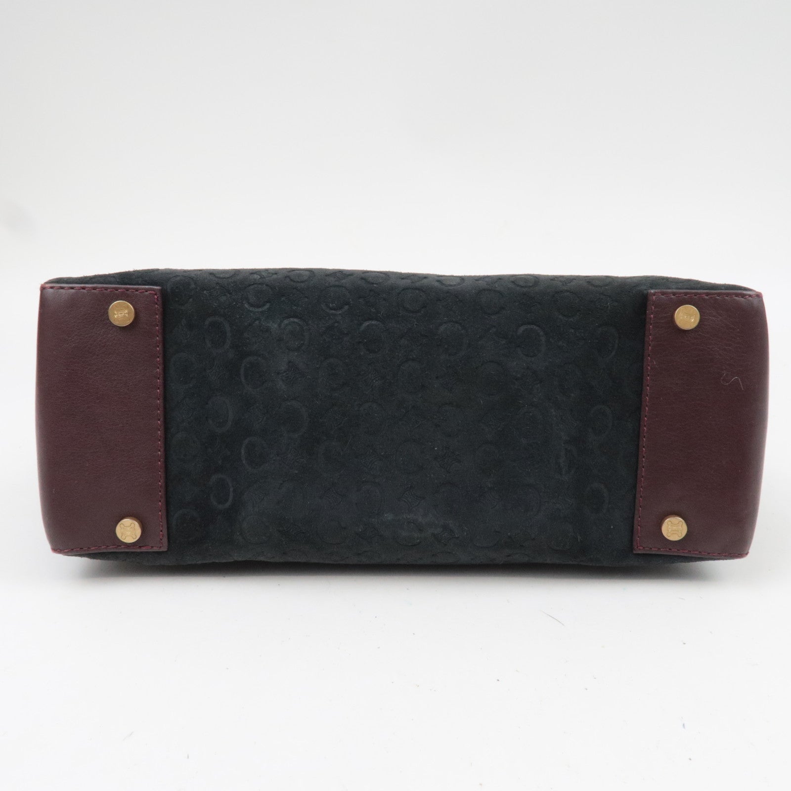 CELINE C Macadam Shoulder Bag Suede Leather Black Brown