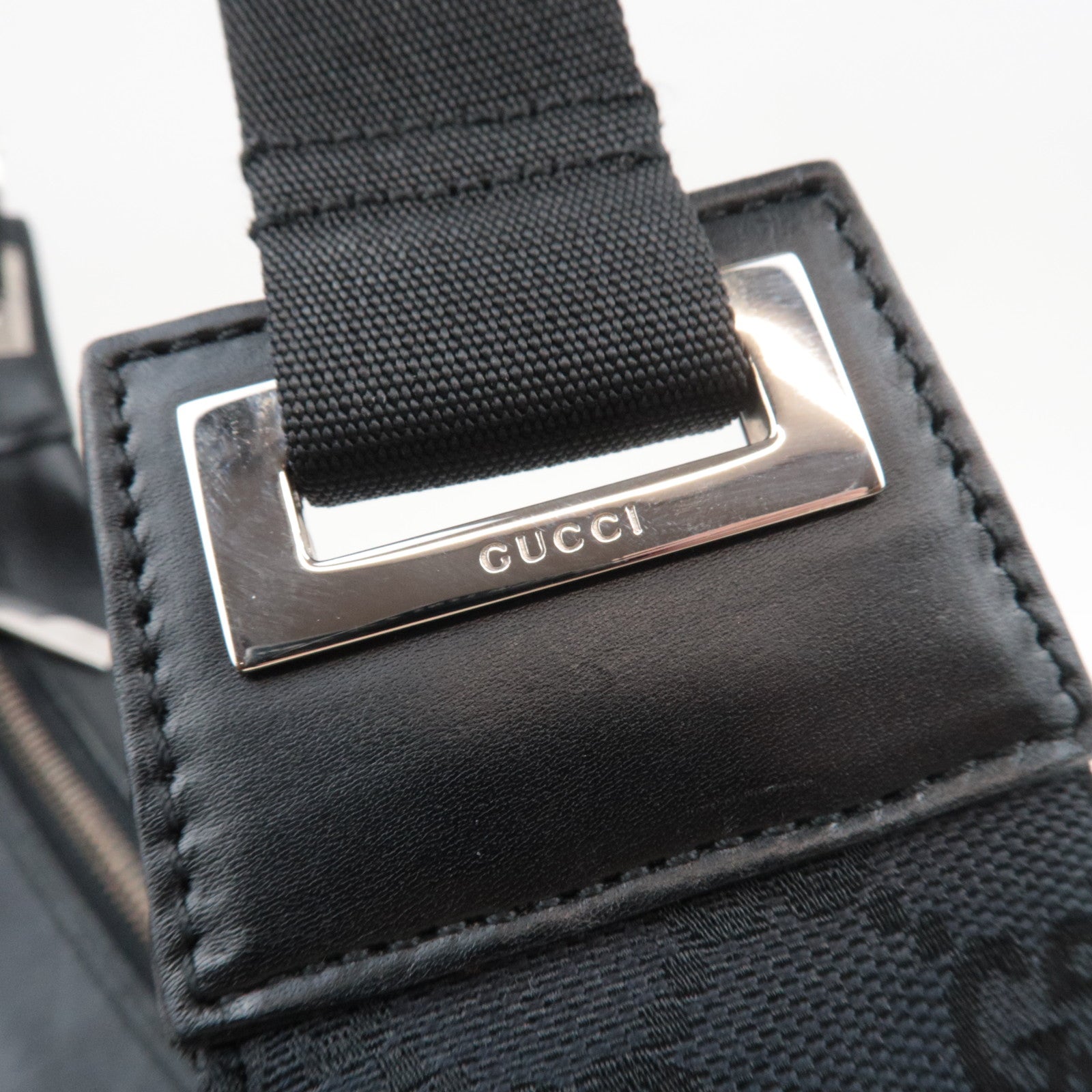 GUCCI Shoulder Bag GG Canvas Leather Black 019.0538