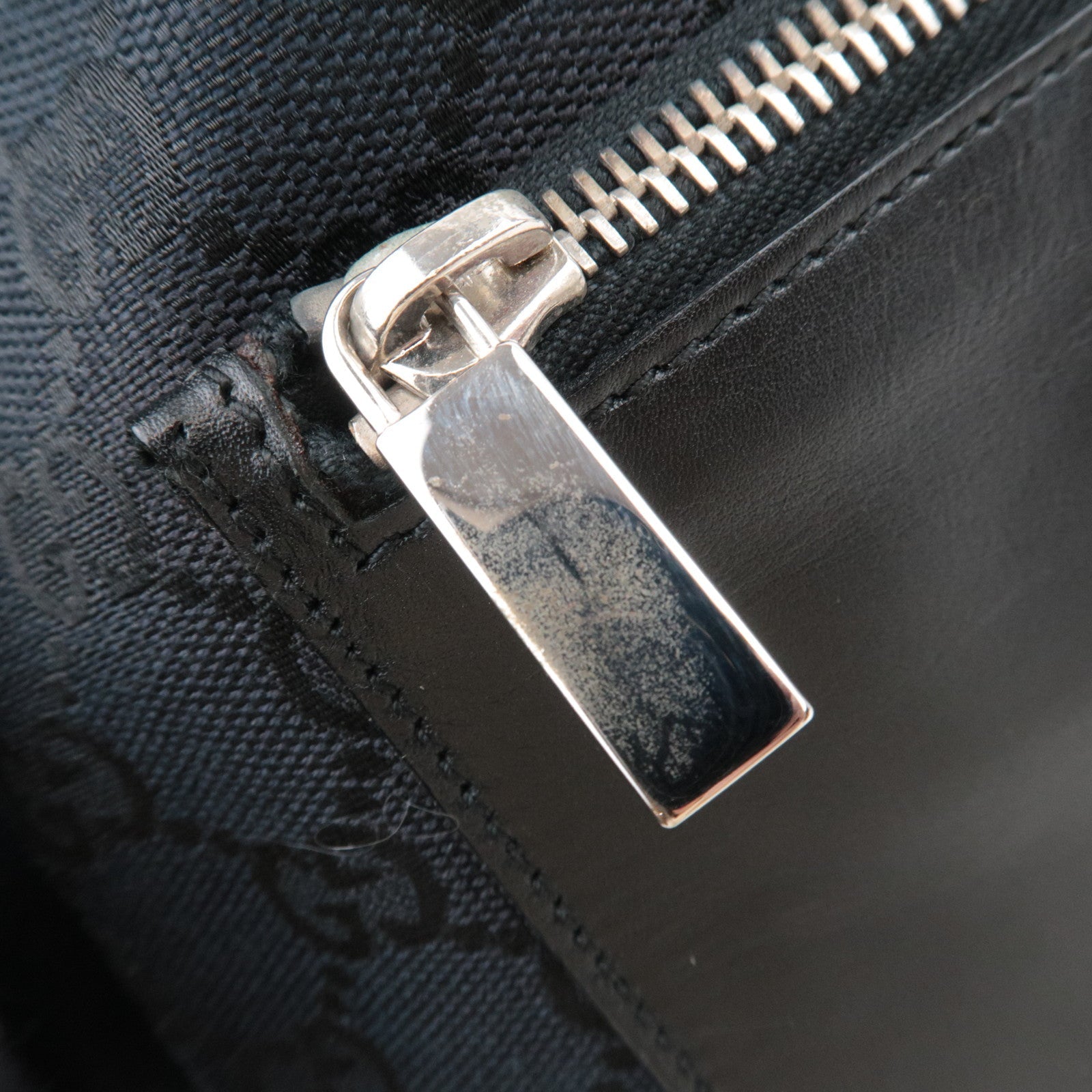 GUCCI Shoulder Bag GG Canvas Leather Black 019.0538