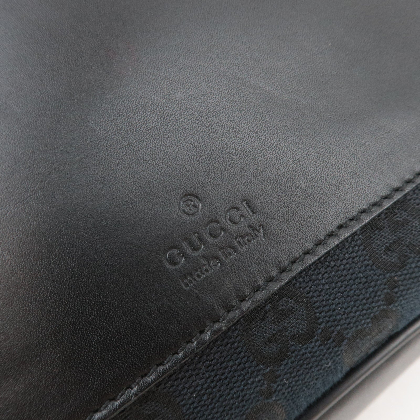 GUCCI Shoulder Bag GG Canvas Leather Black 019.0538