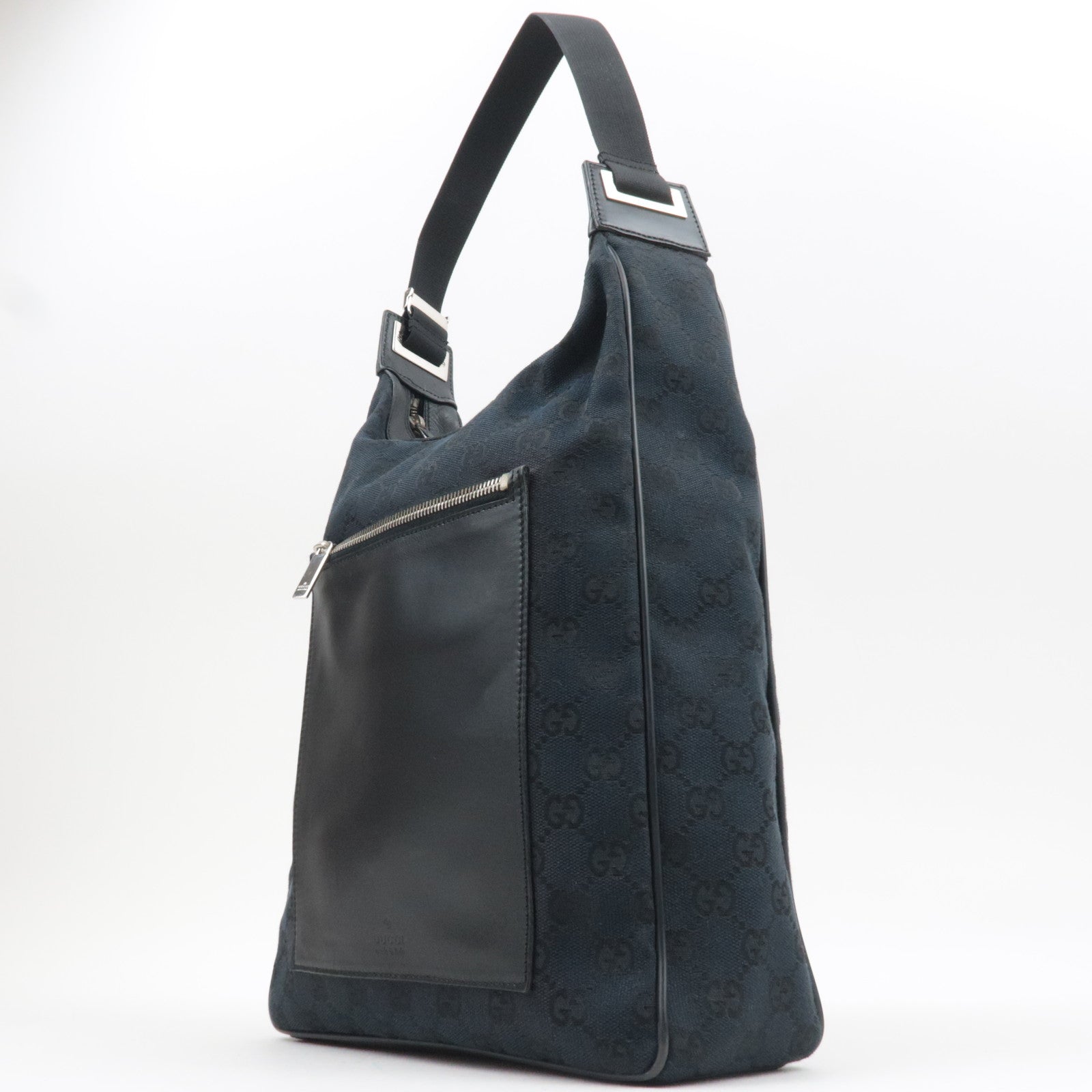 GUCCI Shoulder Bag GG Canvas Leather Black 019.0538