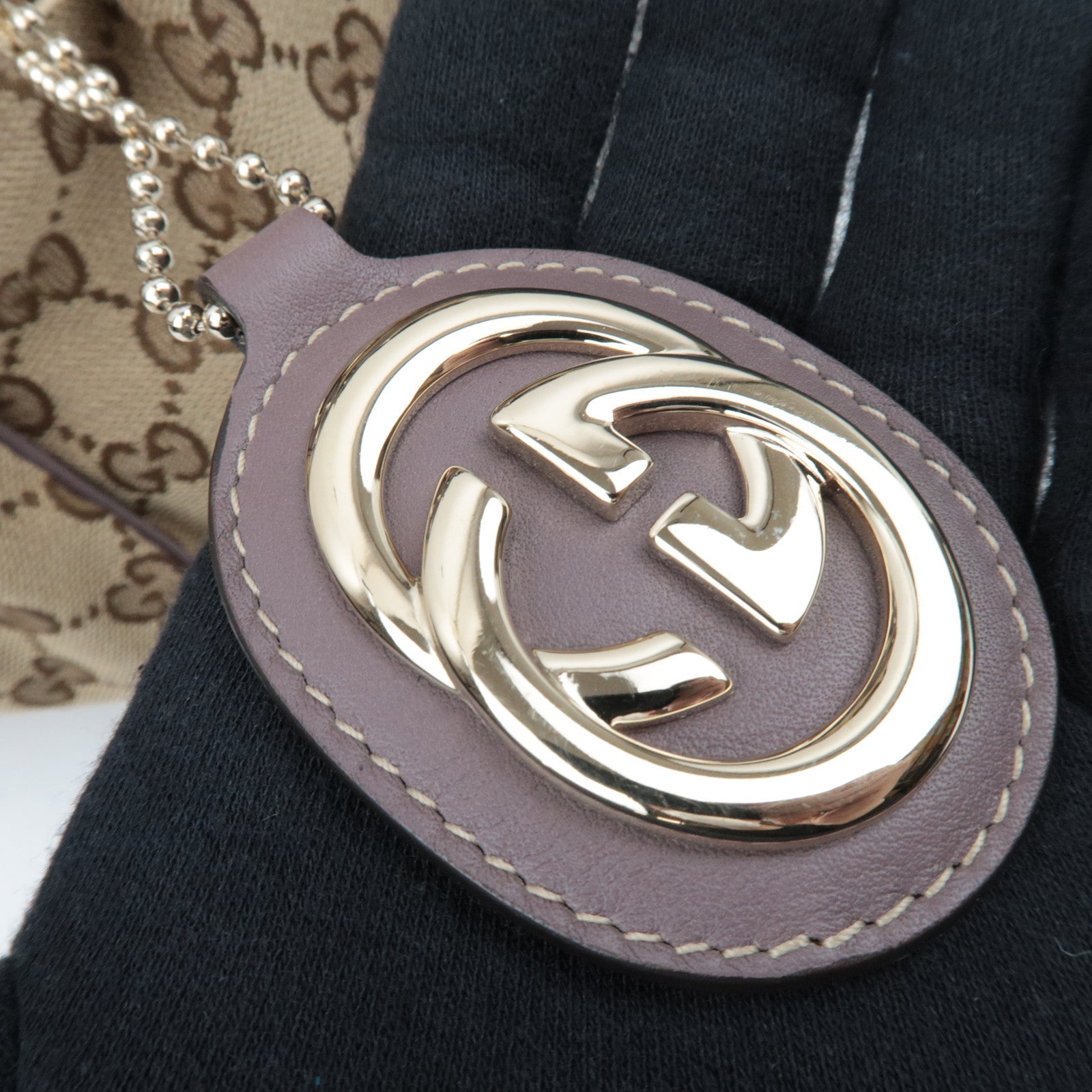 GUCCI Sukey Shoulder Bag GG Canvas Leather Beige 223974