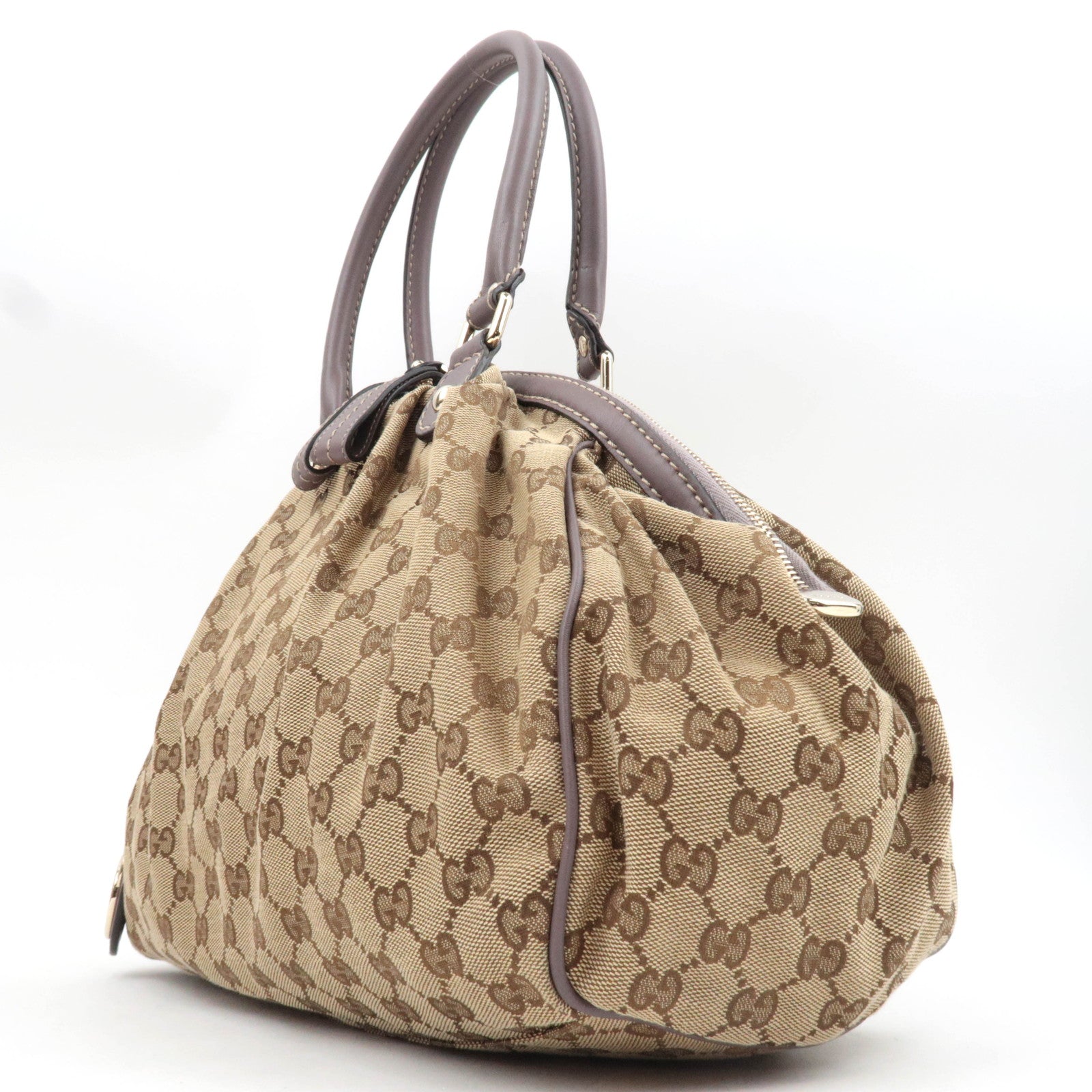 GUCCI Sukey Shoulder Bag GG Canvas Leather Beige 223974