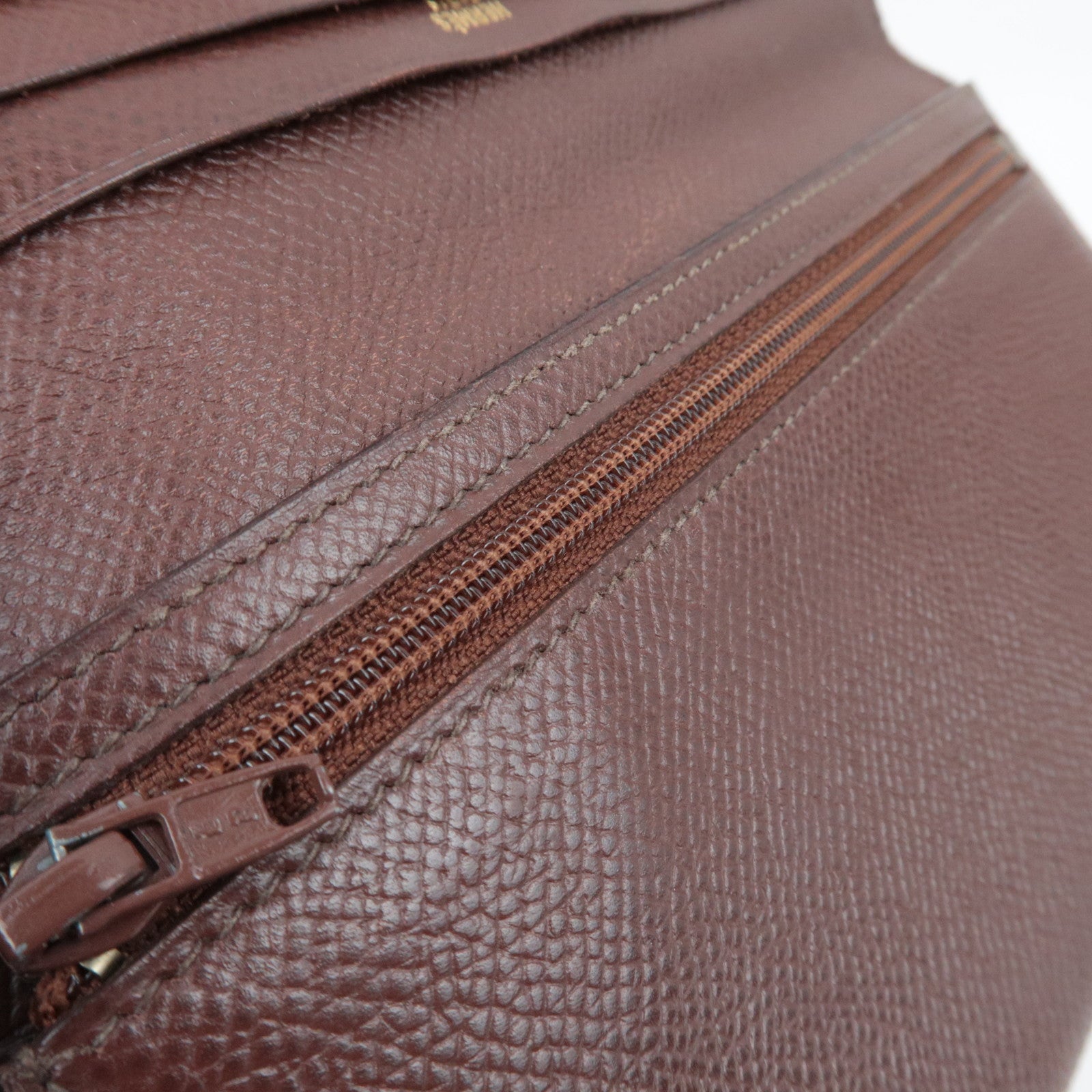 HERMES Bearn Long Wallet A Stamp (1997) Veau Epsom Brown