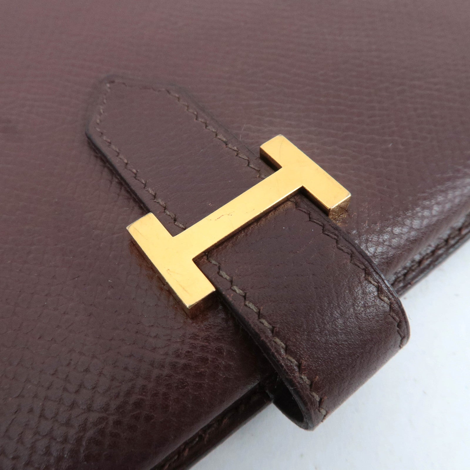 HERMES Bearn Long Wallet A Stamp (1997) Veau Epsom Brown