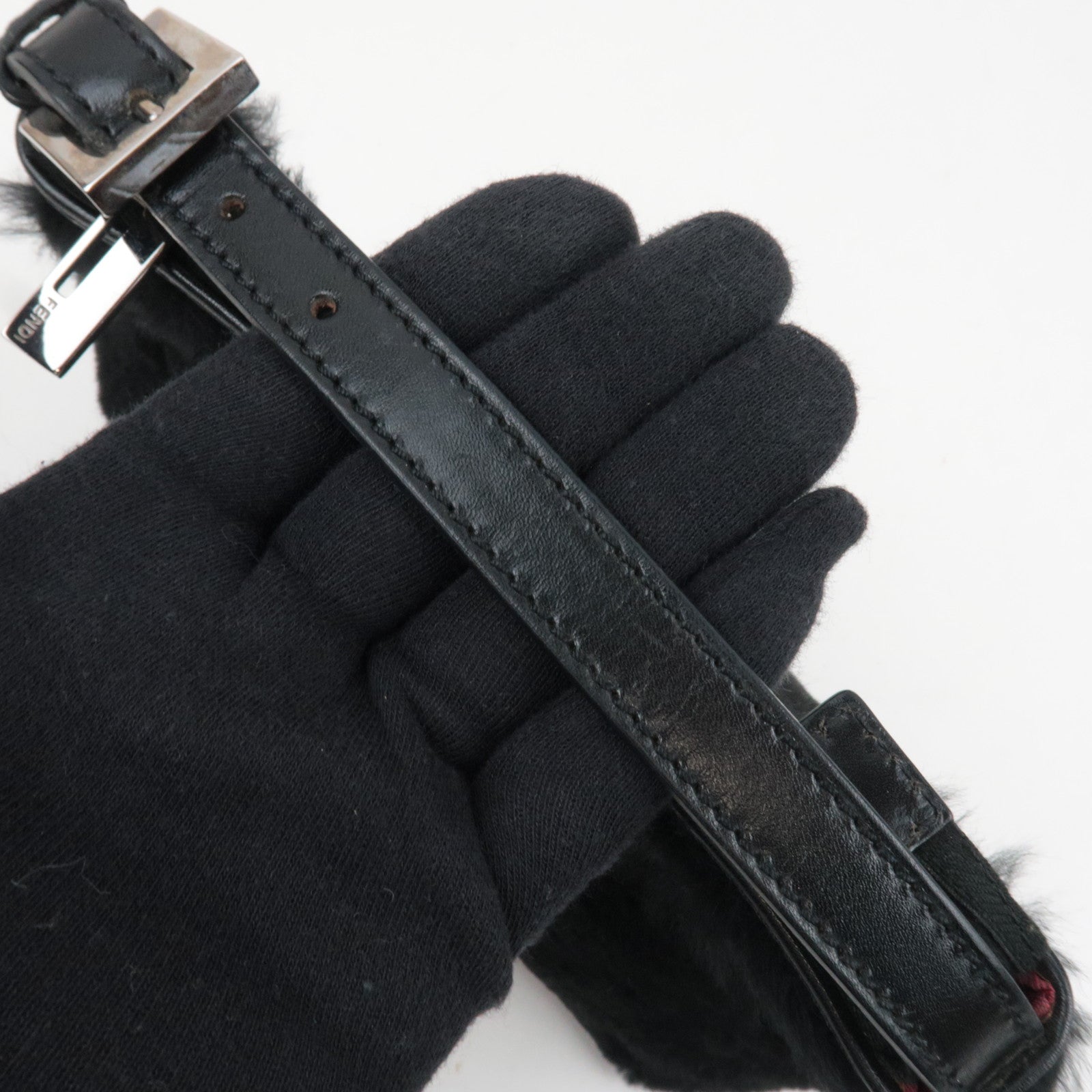 FENDI Fur Mini Handbag Black 8N0001 *Dust bag