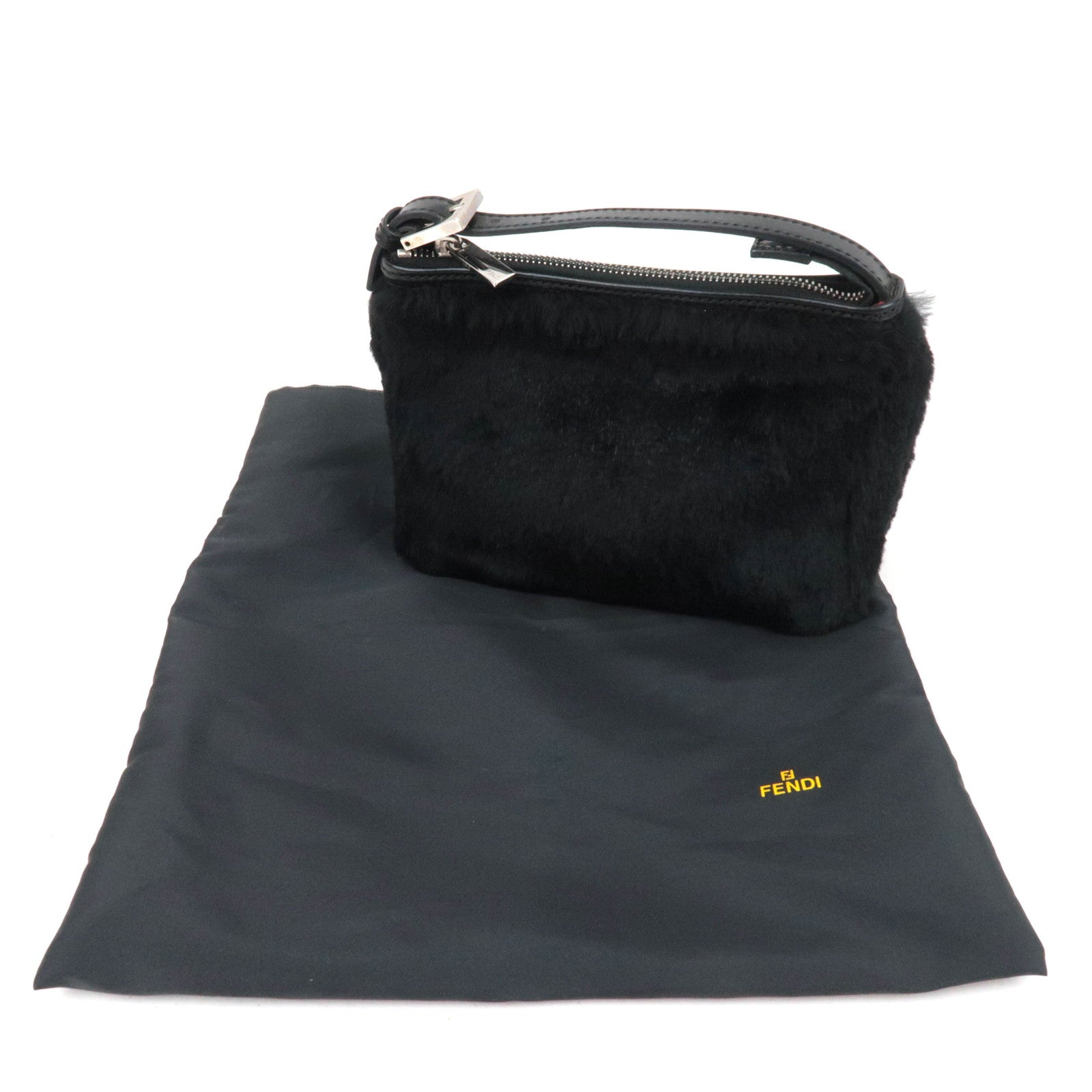 FENDI Fur Mini Handbag Black 8N0001 *Dust bag