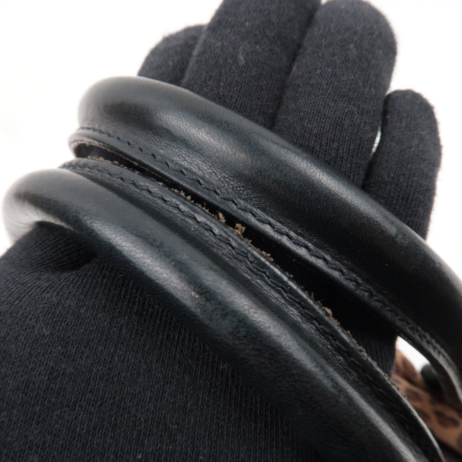 BOTTEGA VENETA Leopard Print Mini Handbag Nylon Leather