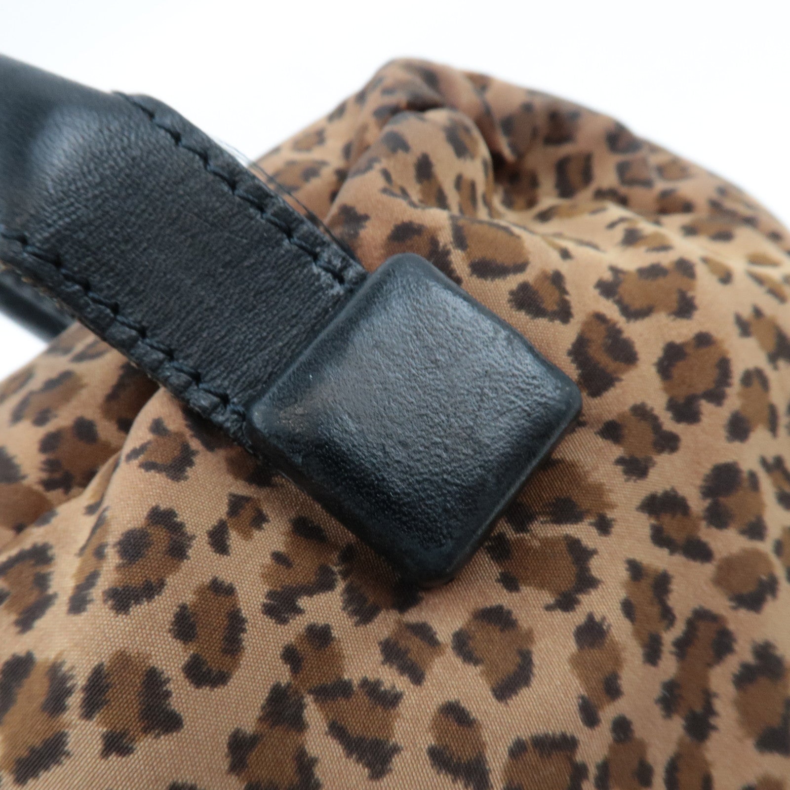 BOTTEGA VENETA Leopard Print Mini Handbag Nylon Leather