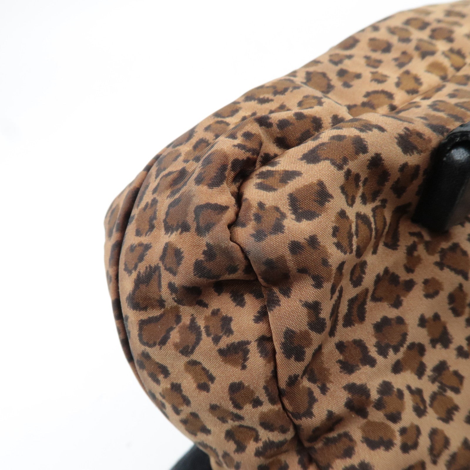 BOTTEGA VENETA Leopard Print Mini Handbag Nylon Leather