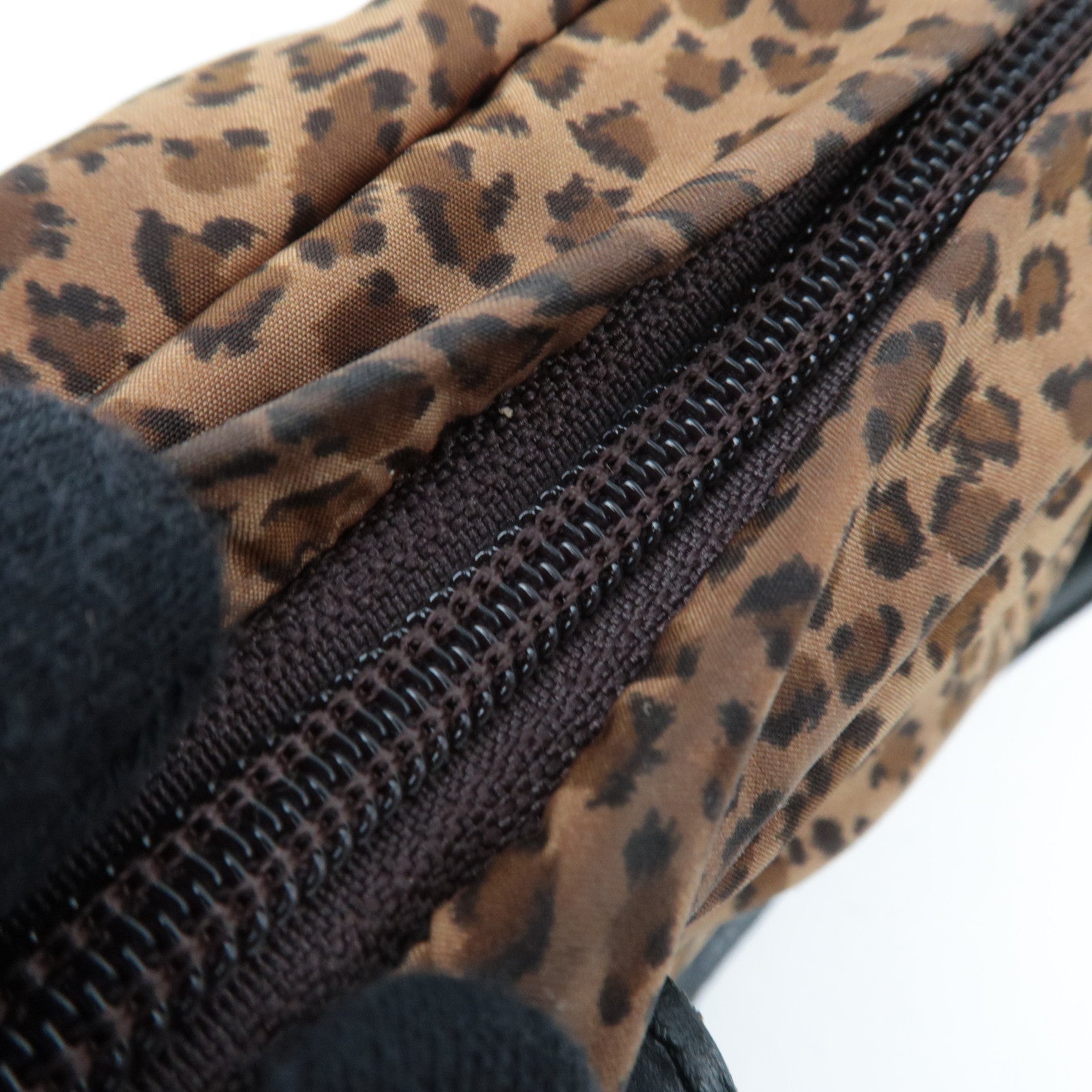 BOTTEGA VENETA Leopard Print Mini Handbag Nylon Leather