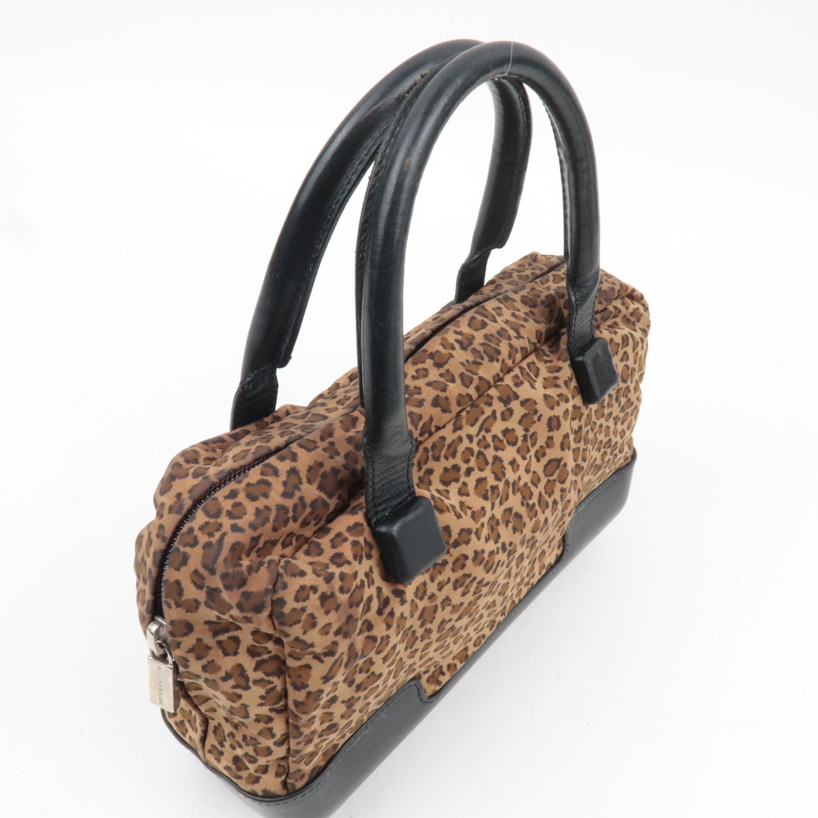 BOTTEGA VENETA Leopard Print Mini Handbag Nylon Leather