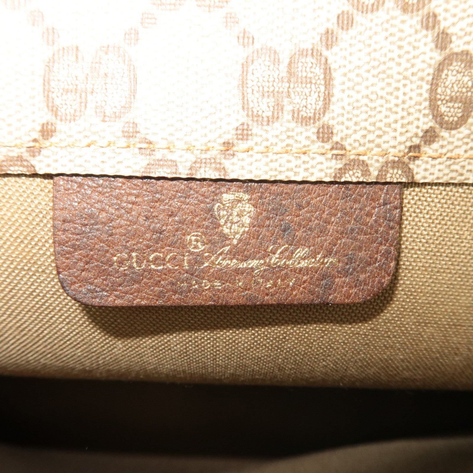 GUCCI Old Gucci Tote Bag GG Plus Leather Beige 41.02.109