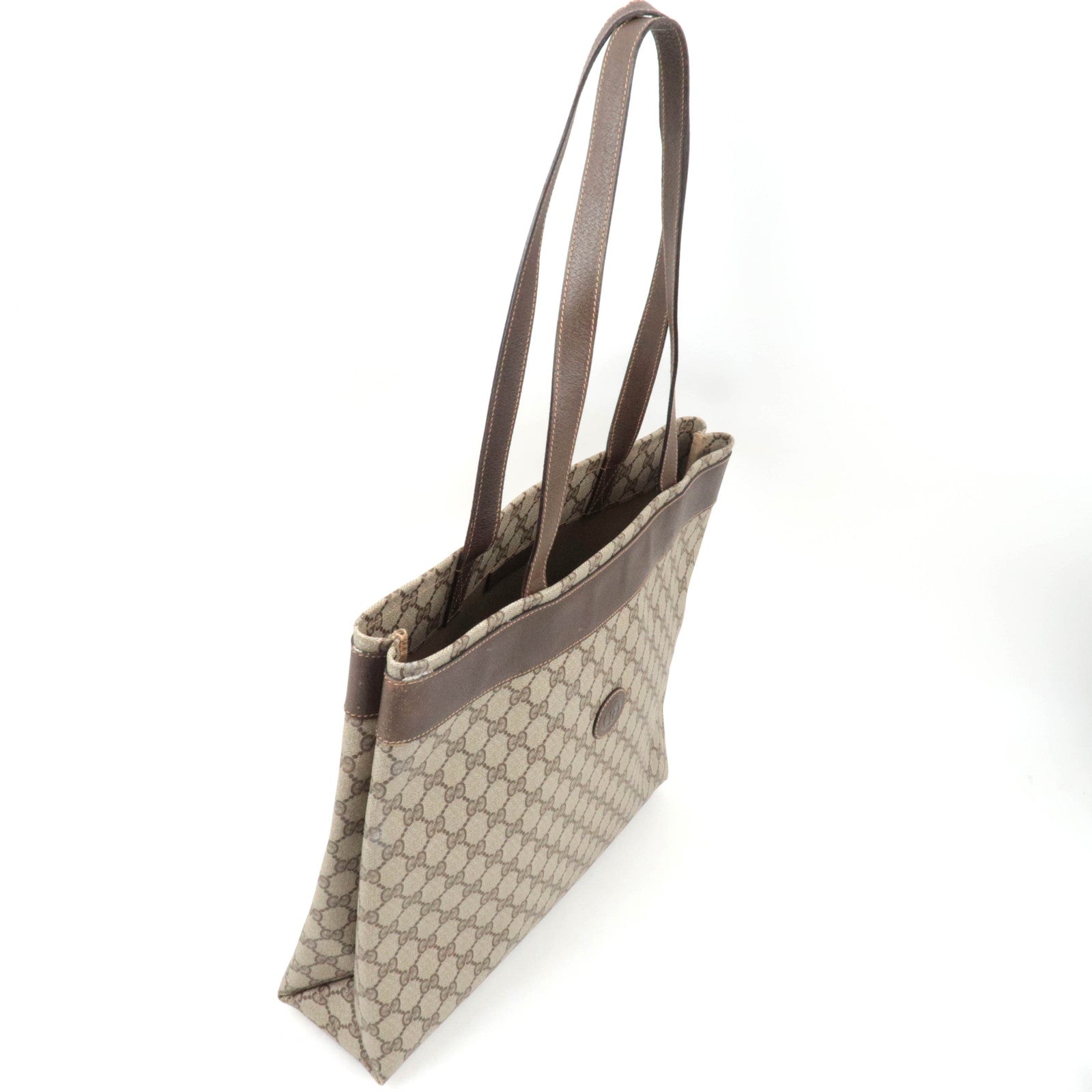 GUCCI Old Gucci Tote Bag GG Plus Leather Beige 41.02.109