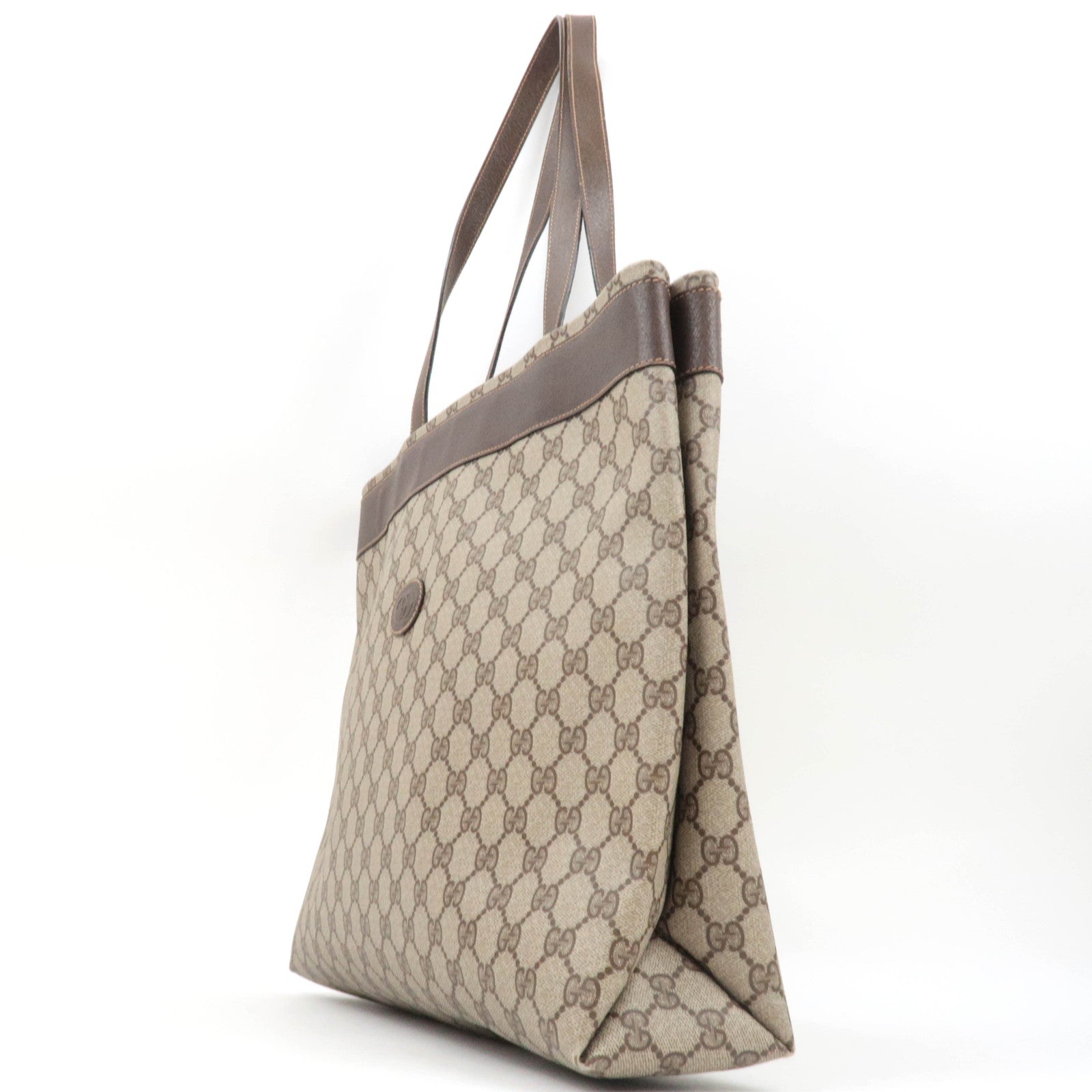 GUCCI Old Gucci Tote Bag GG Plus Leather Beige 41.02.109