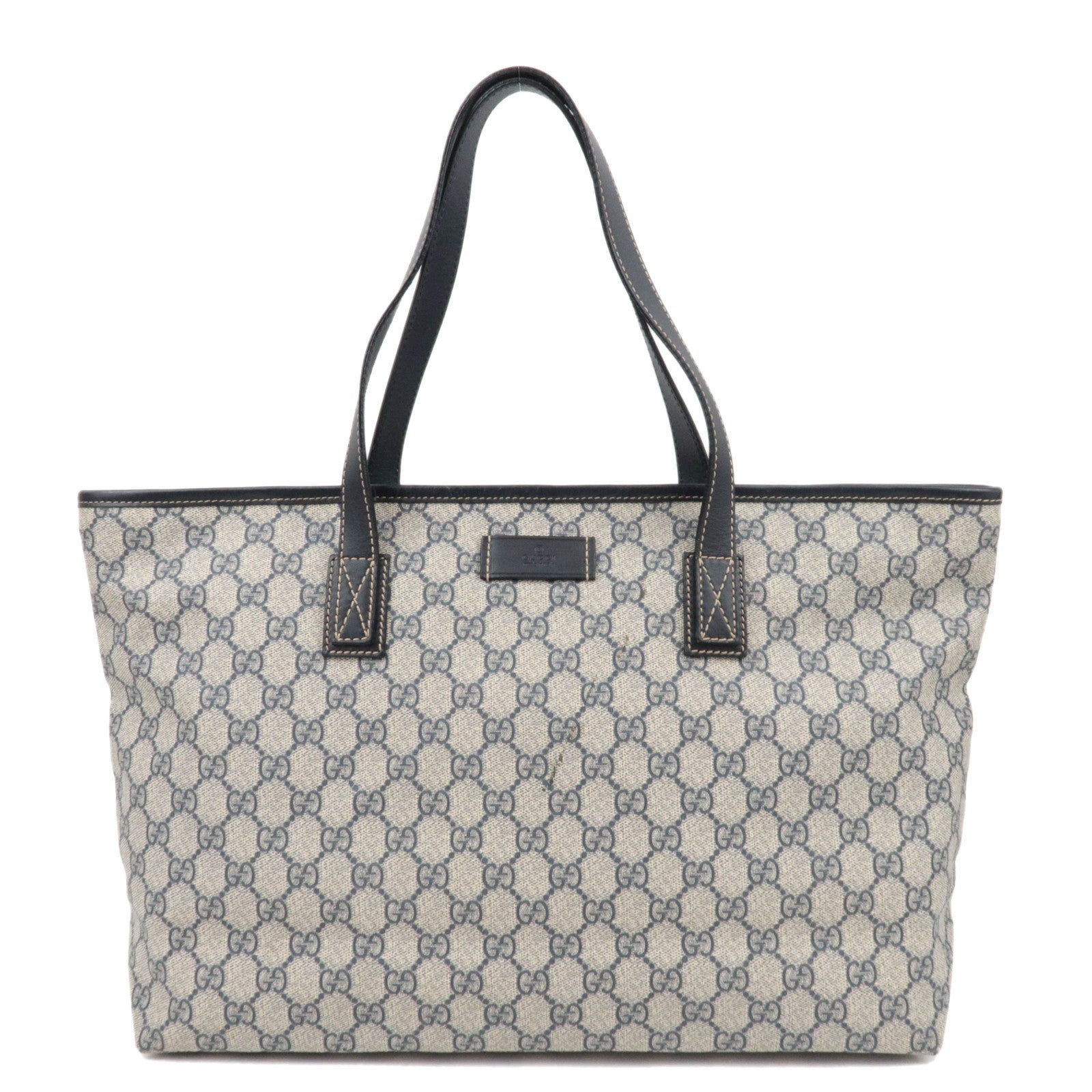GUCCI Tote Bag GG Supreme Leather Beige Navy 211137 *Dust bag84742