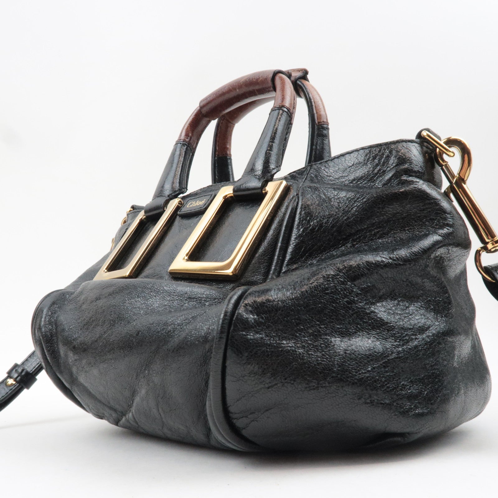 Chloe Ethel Small Leather 2Way Shoulder Bag Black *Dust bag, Strap