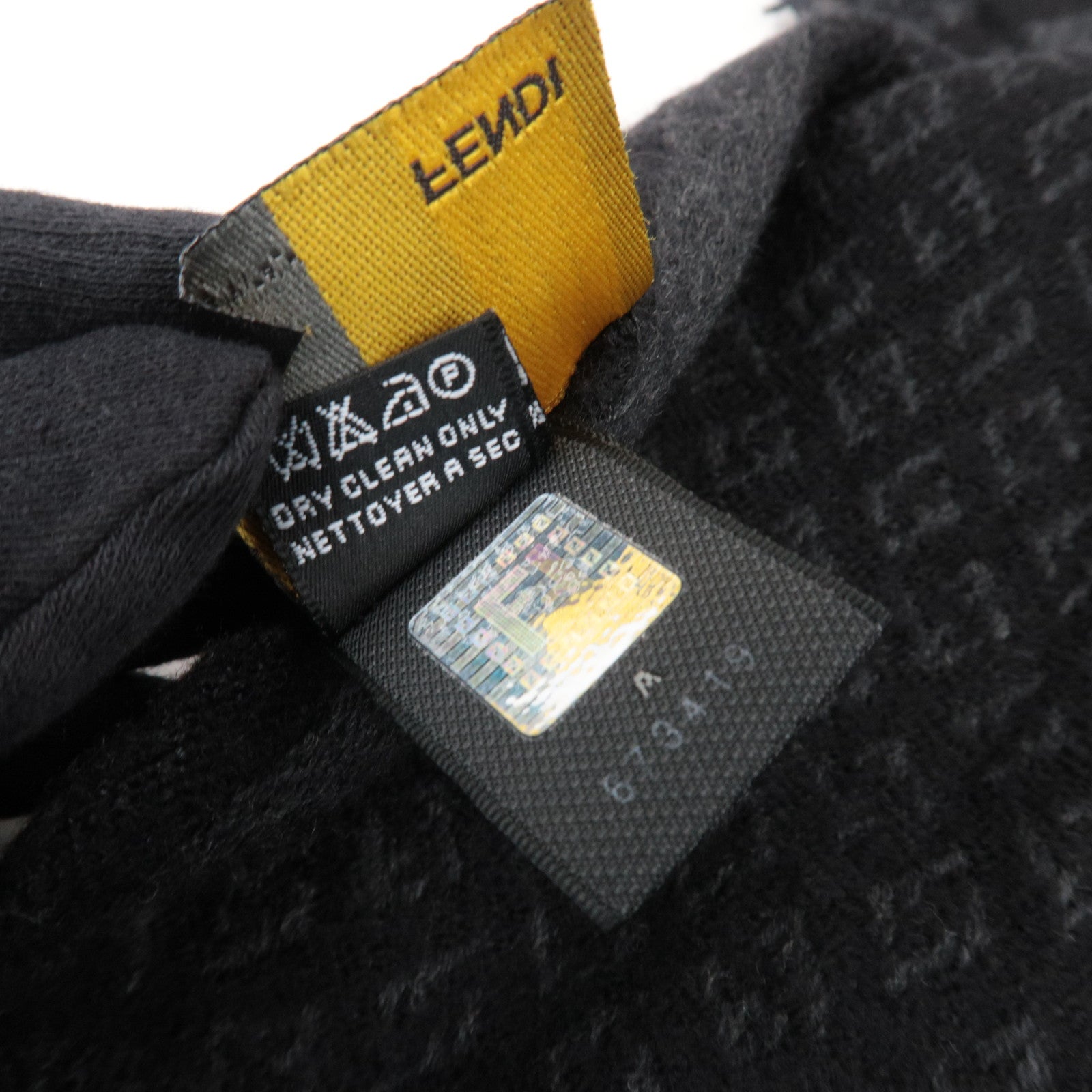 FENDI Zucchino Print Scarf 100% Wool Black