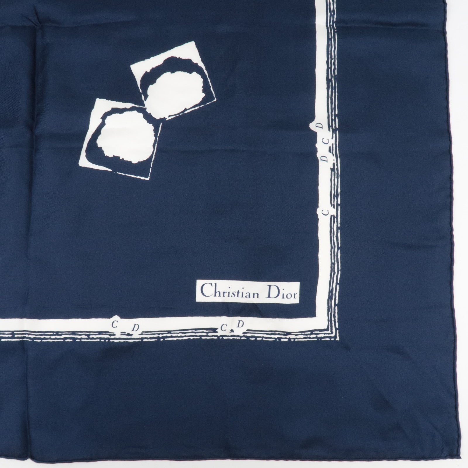Christian Dior Scarf 100% Silk Navy