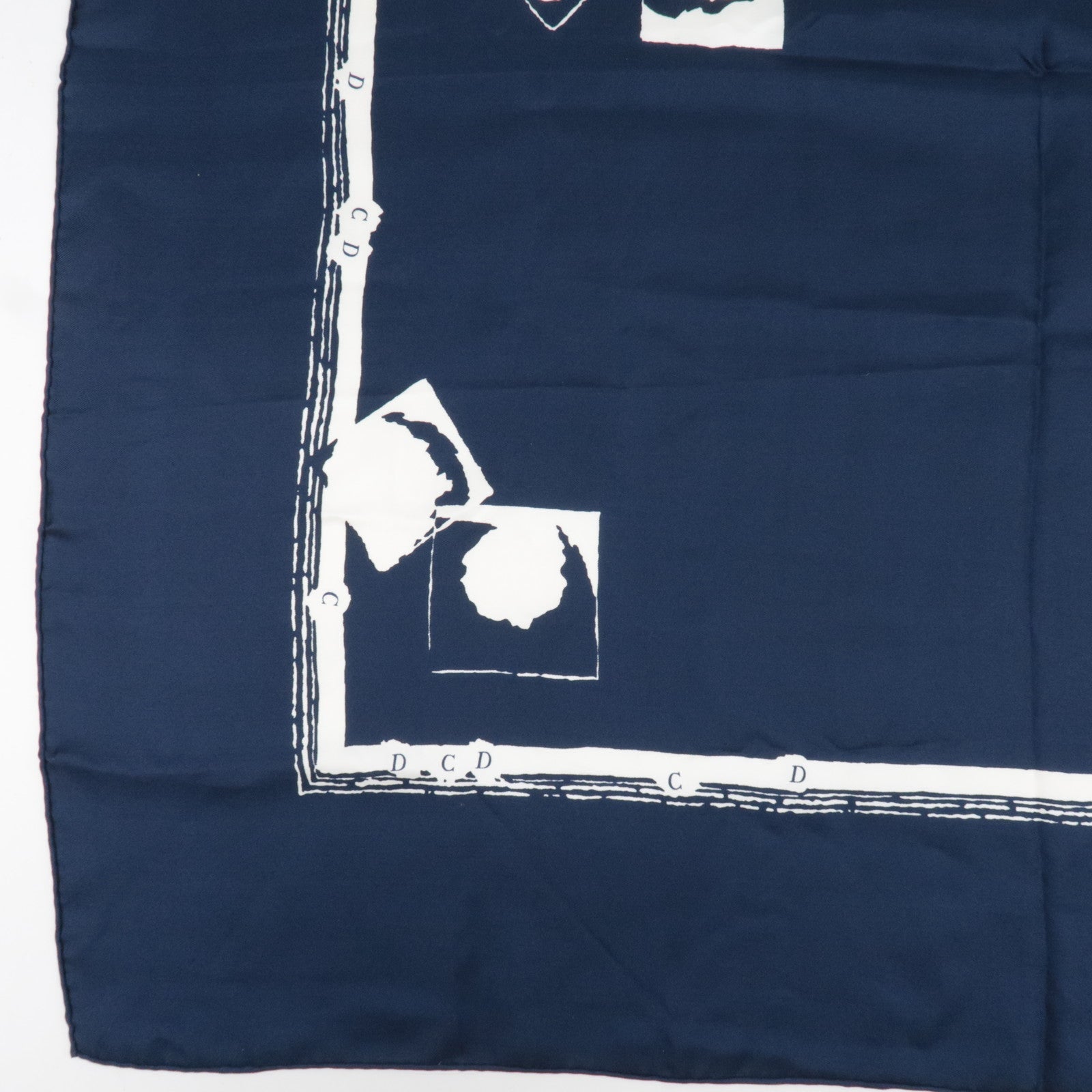 Christian Dior Scarf 100% Silk Navy