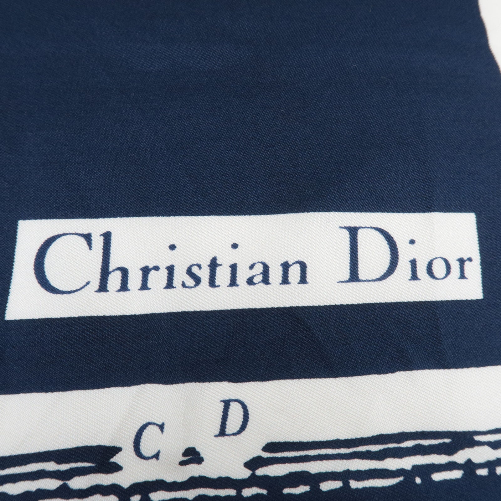 Christian Dior Scarf 100% Silk Navy