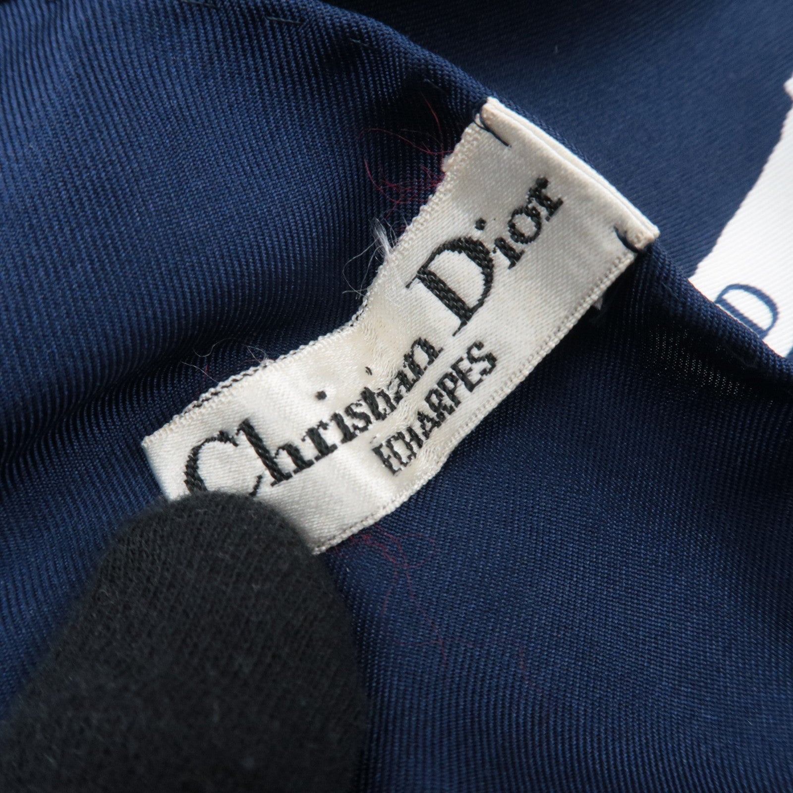 Christian Dior Scarf 100% Silk Navy