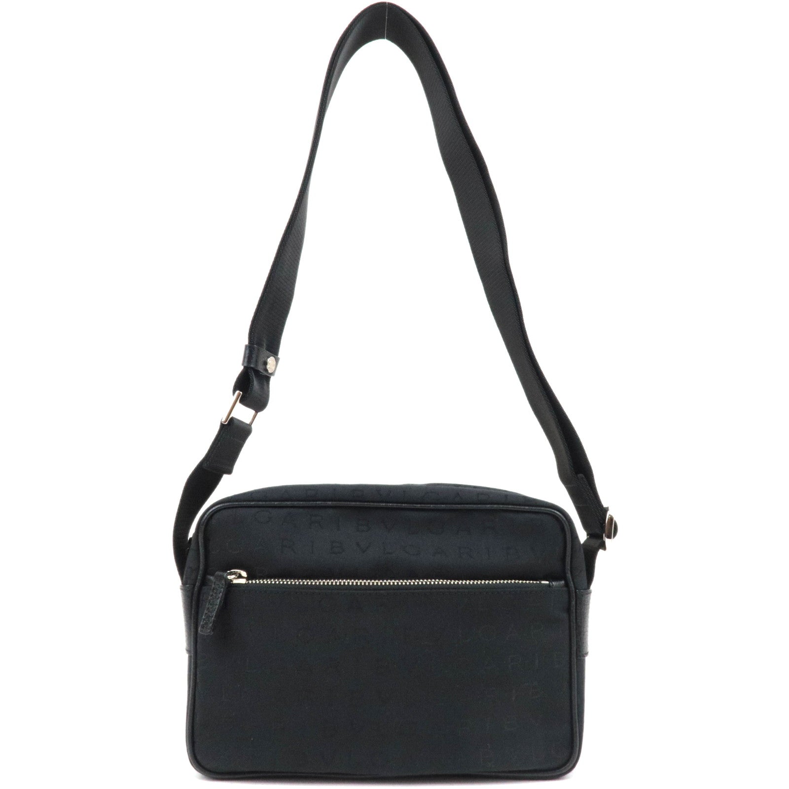 BVLGARI Logomania Canvas Leather Shoulder Bag Black84859