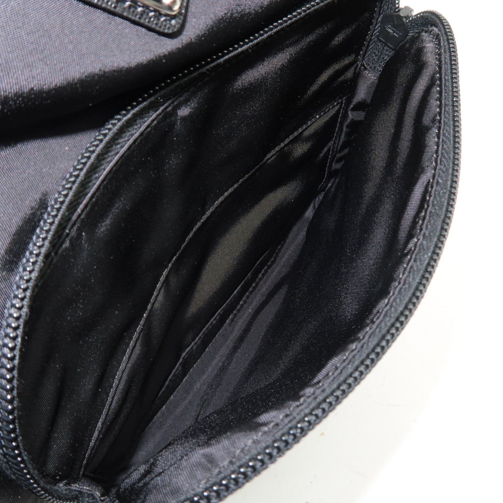 PRADA Nylon Leather Shoulder Bag Black