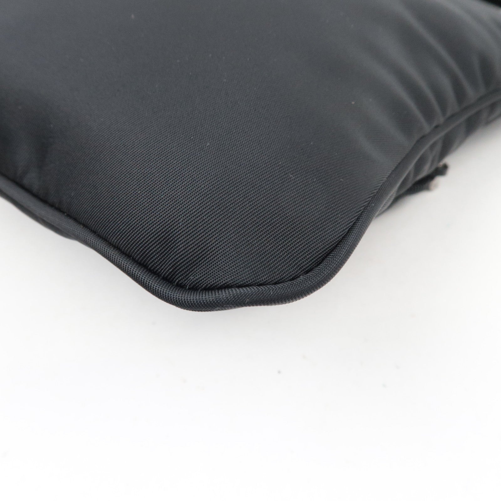 PRADA Nylon Leather Shoulder Bag Black