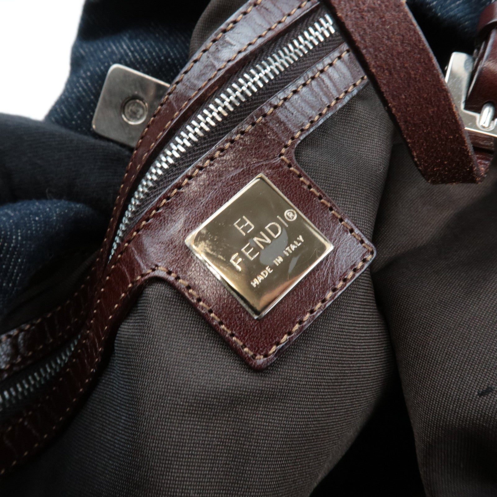 FENDI Denim Tote Bag Navy 26633